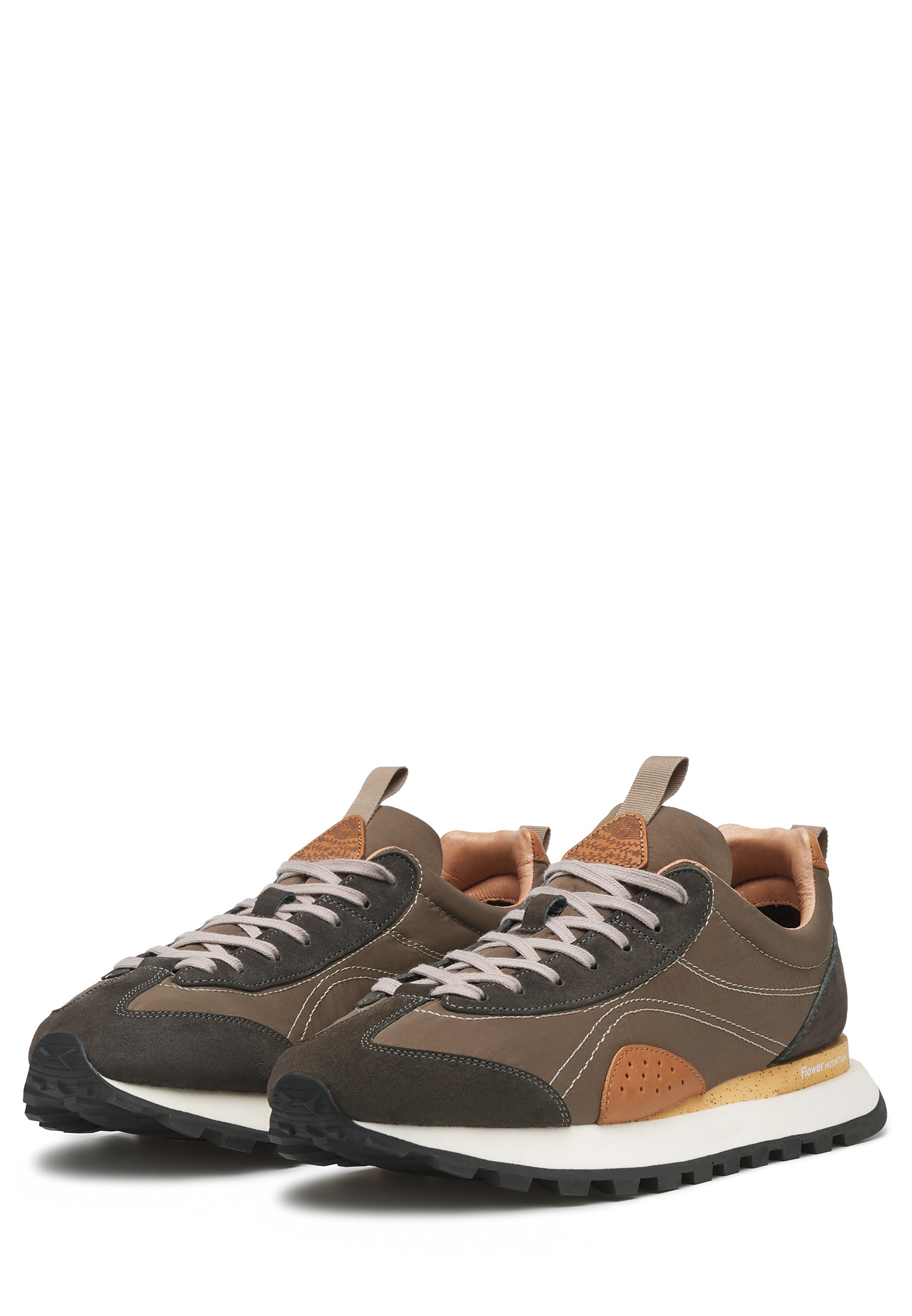 NEW ASUKA MAN - Suede and technical fabric sneakers - Brown
