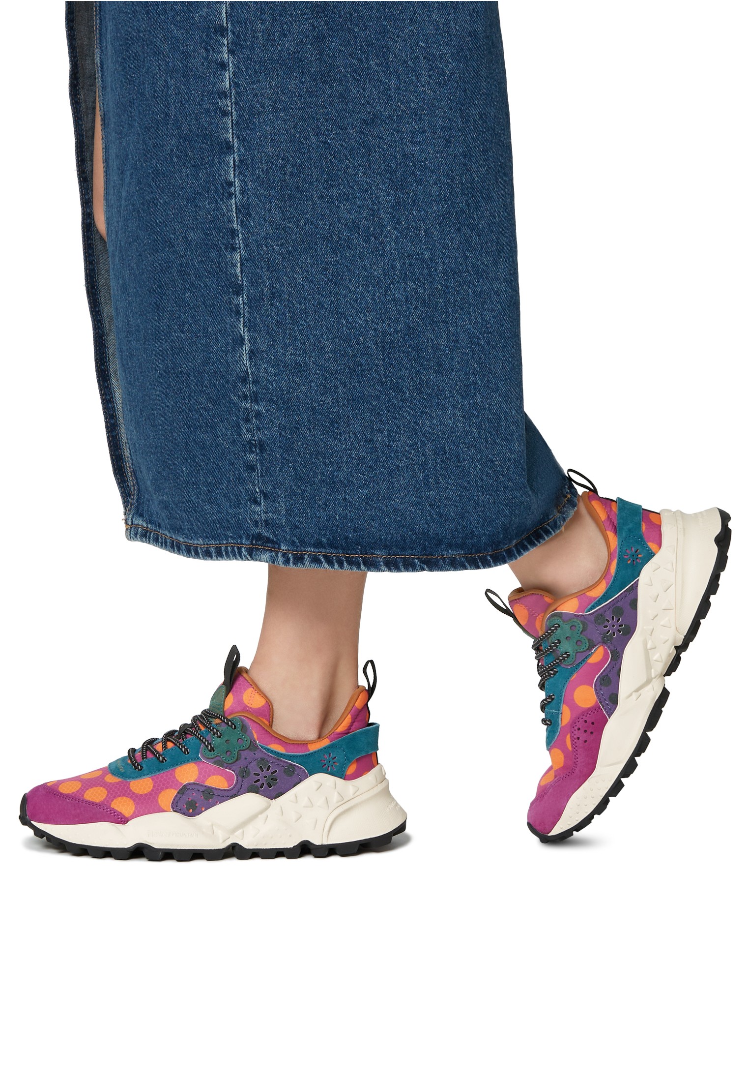 KOTETSU WOMAN - Suede and technical fabric sneakers - Purple-Fuchsia