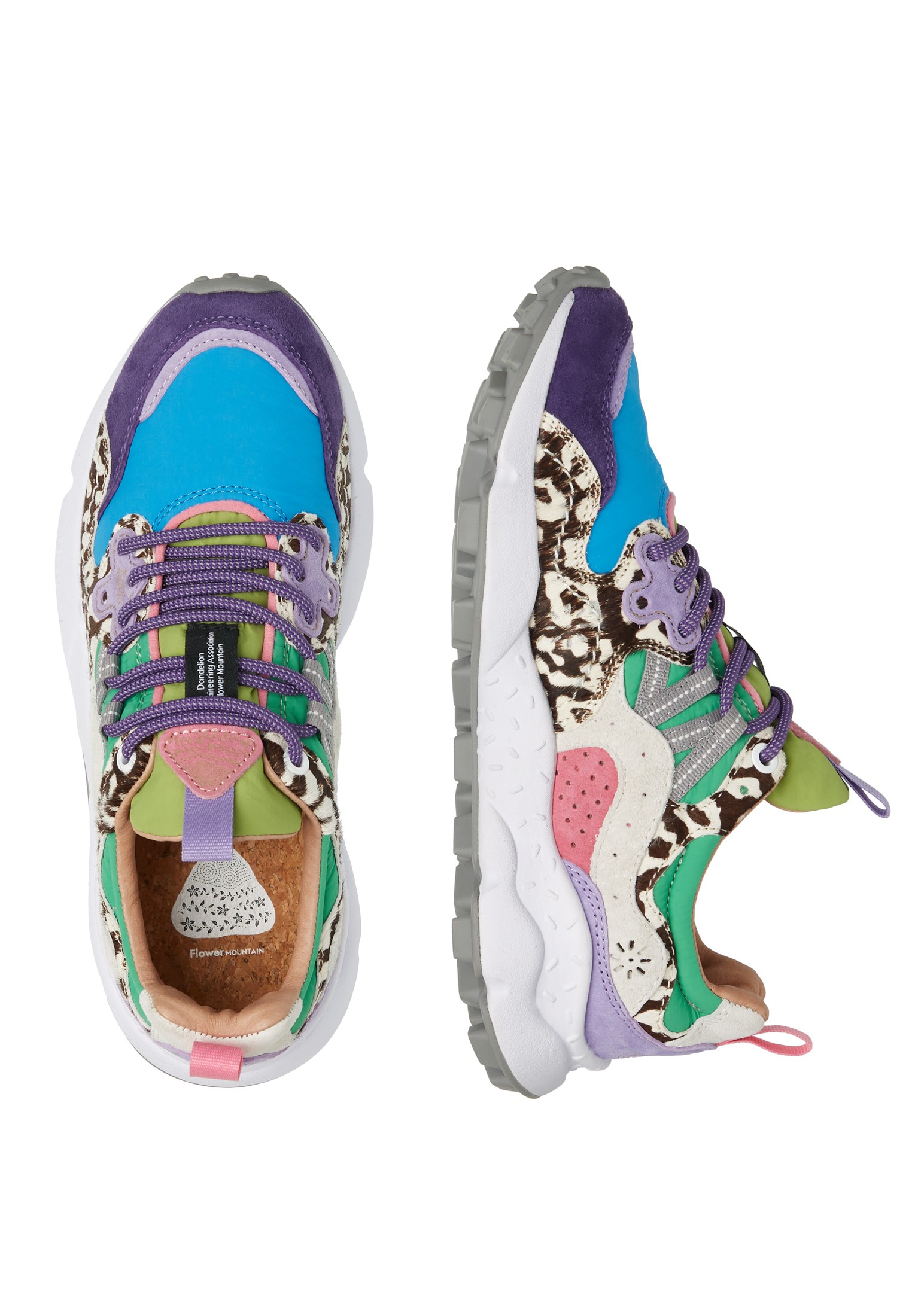 YAMANO 3 WOMAN - Technical fabric and suede sneakers - Light blue-Purple