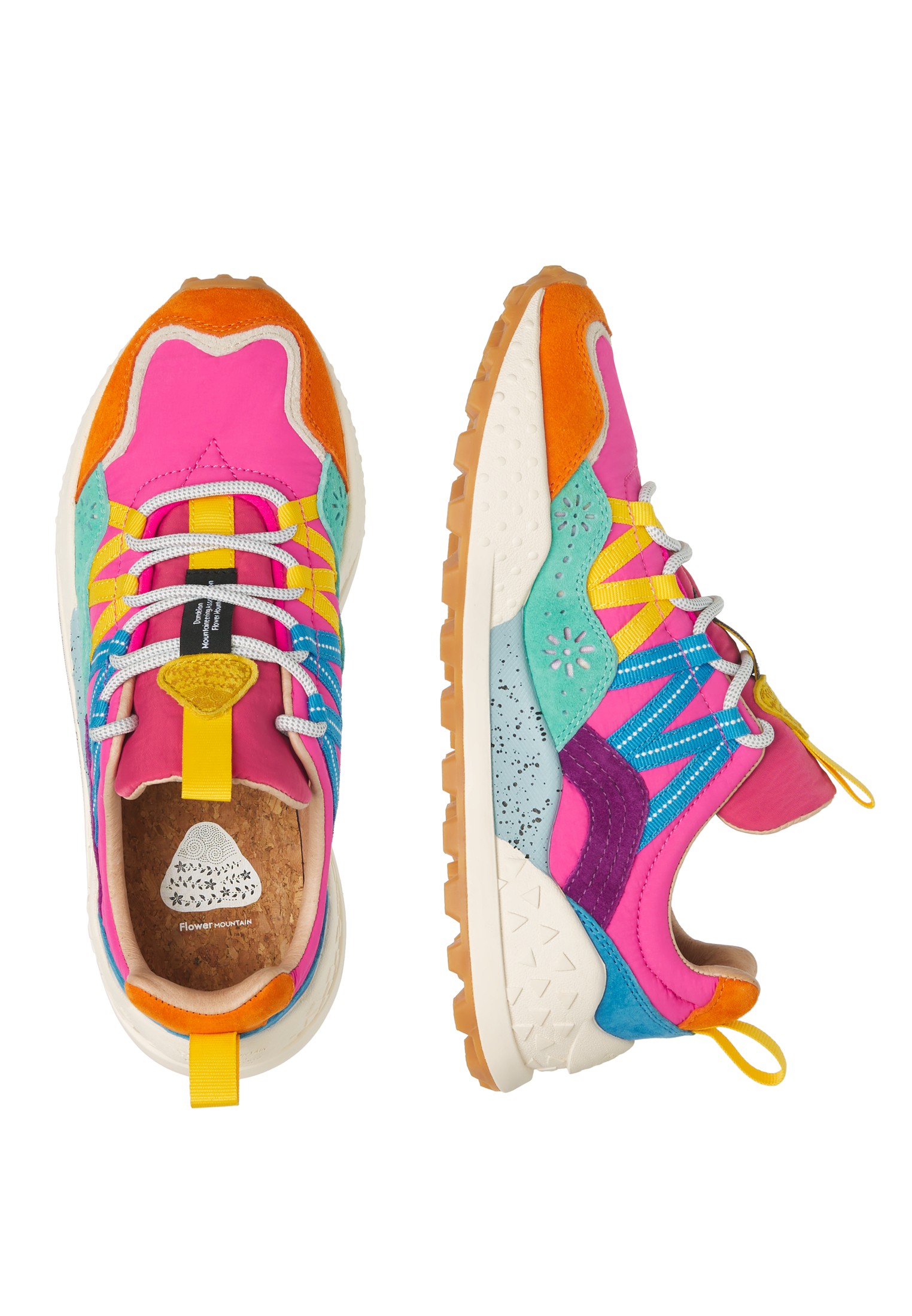 WASHI WOMAN - Suede and technical fabric sneakers - Fuchsia-Orange
