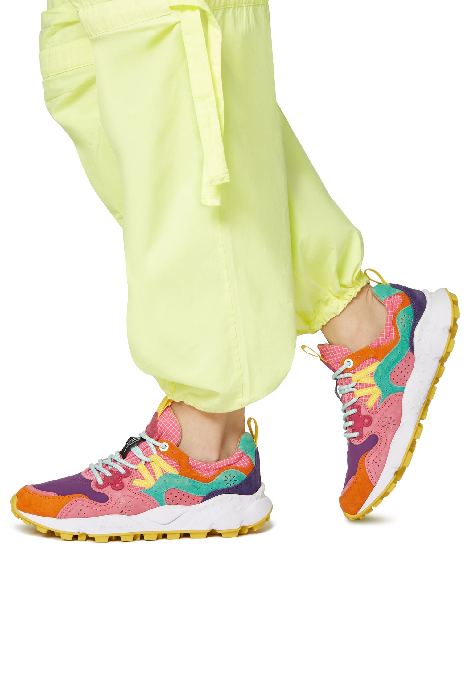 YAMANO 3 WOMAN - Suede and technical fabric sneakers - Fuchsia-Orange