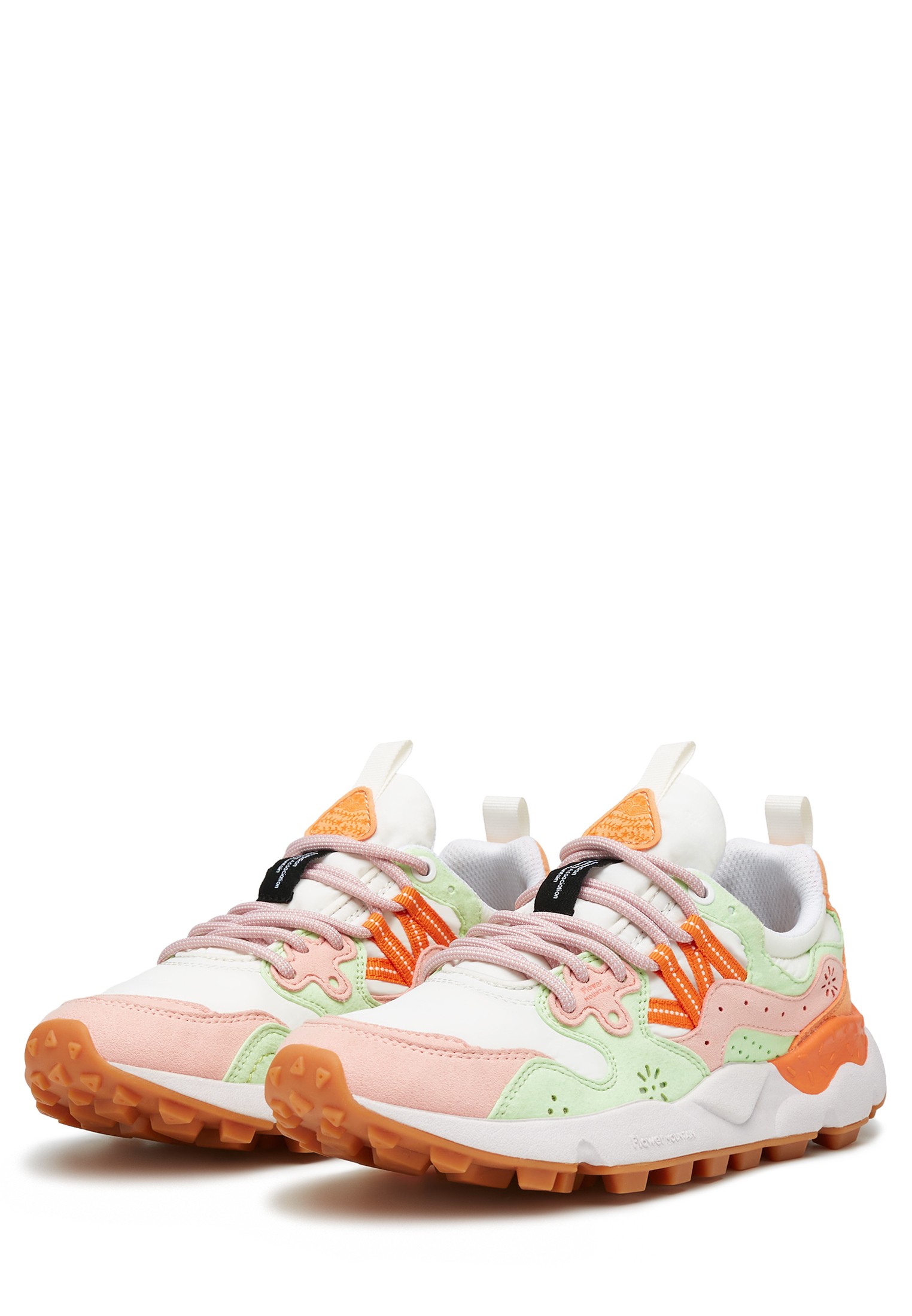 YAMANO 3 WOMAN KAISO - Faux leather and technical fabric sneakers - Peach-White