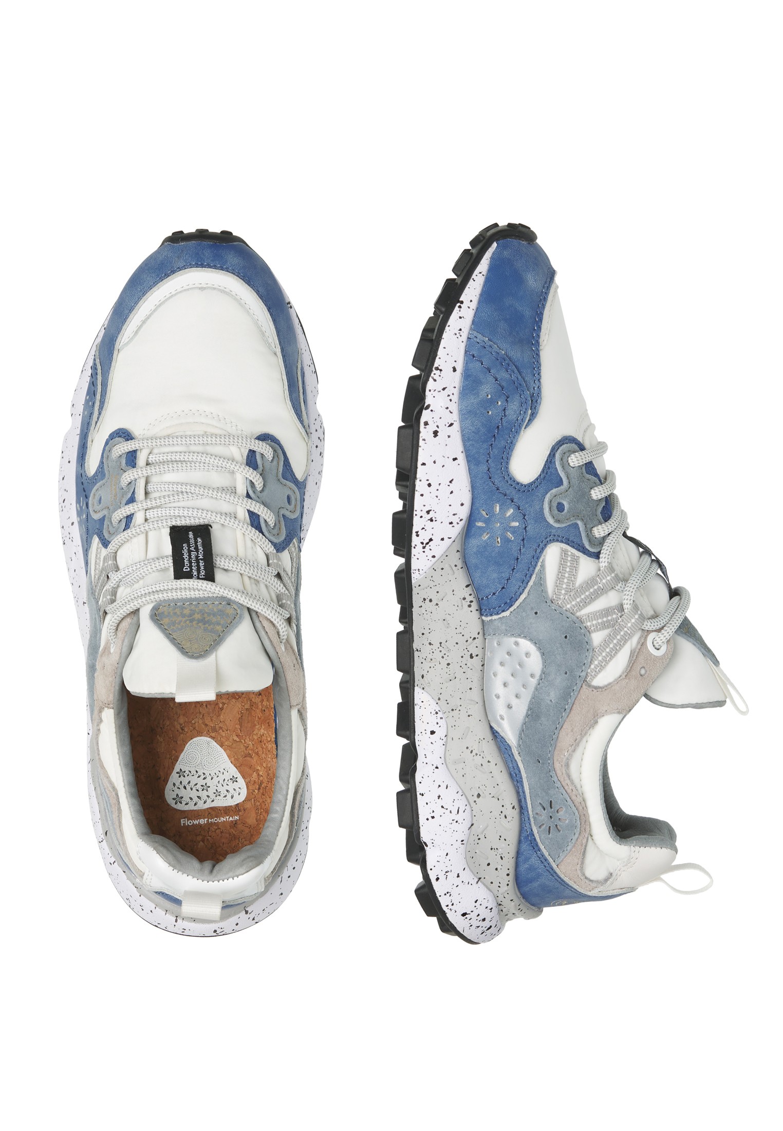 YAMANO 3 MAN - Suede and technical fabric sneakers - Light blue-White