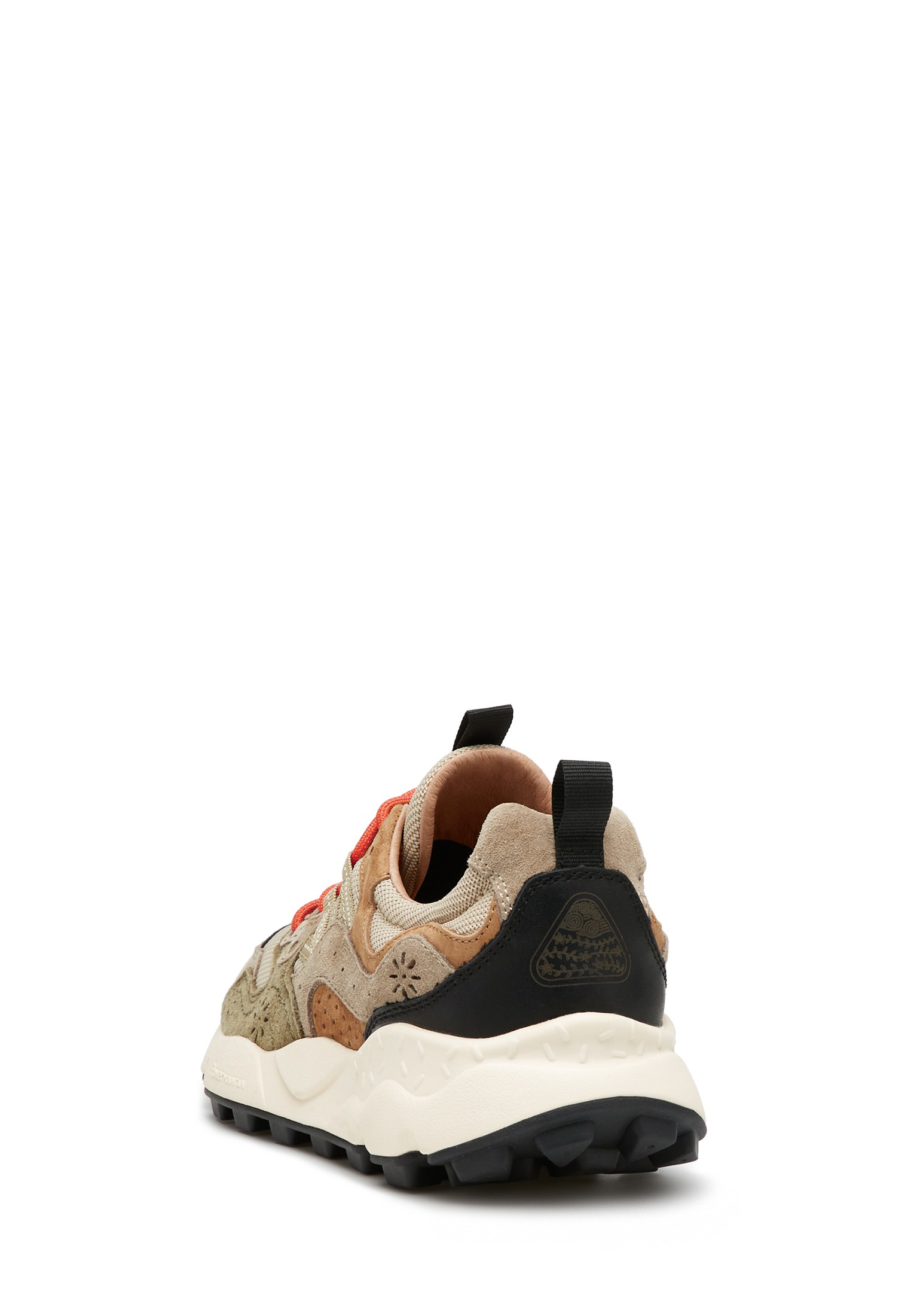 YAMANO 3 UNI - Suede and technical fabric sneakers - Beige-Army green