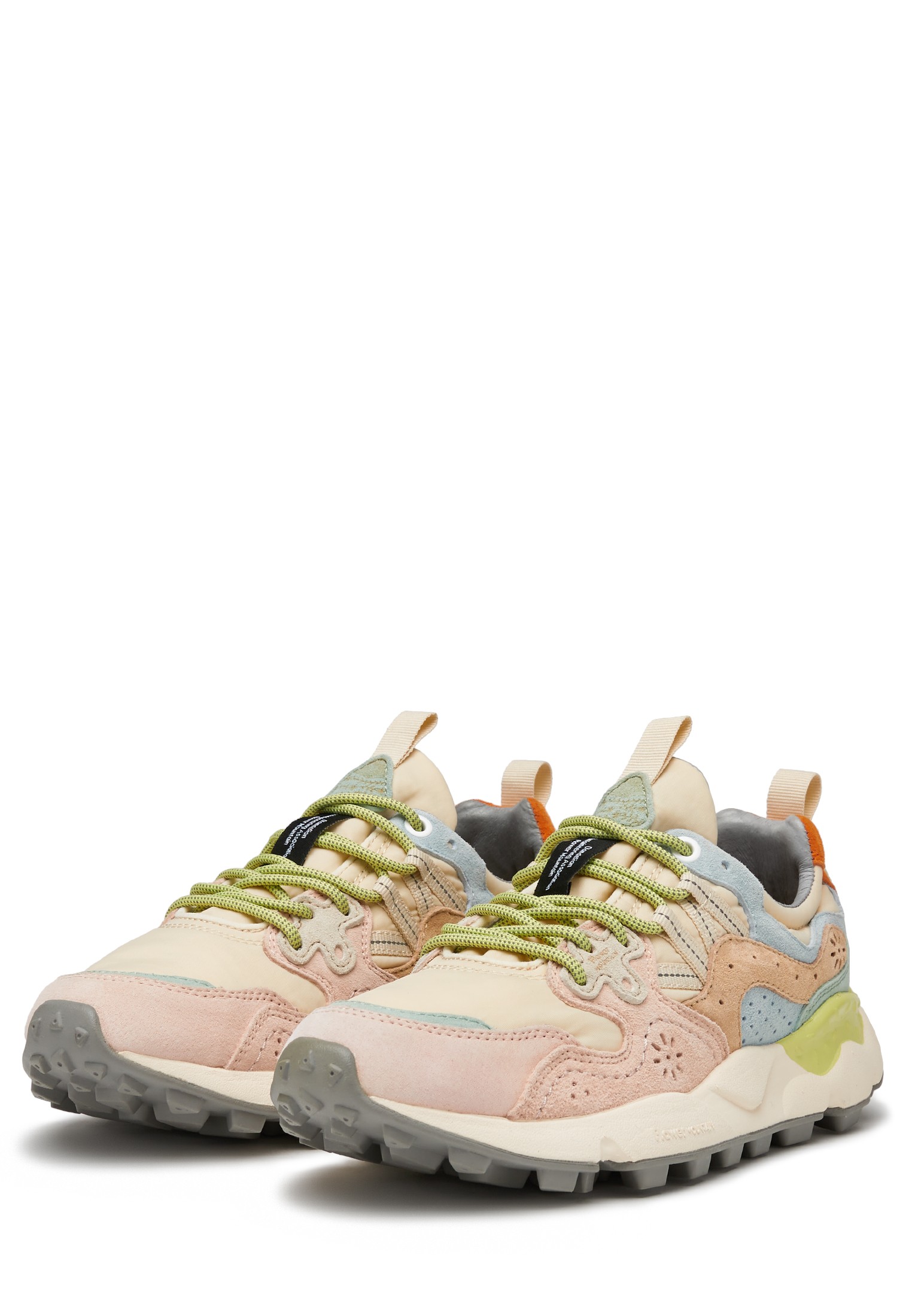 YAMANO 3 WOMAN - Suede and technical fabric sneakers - Pink-Beige