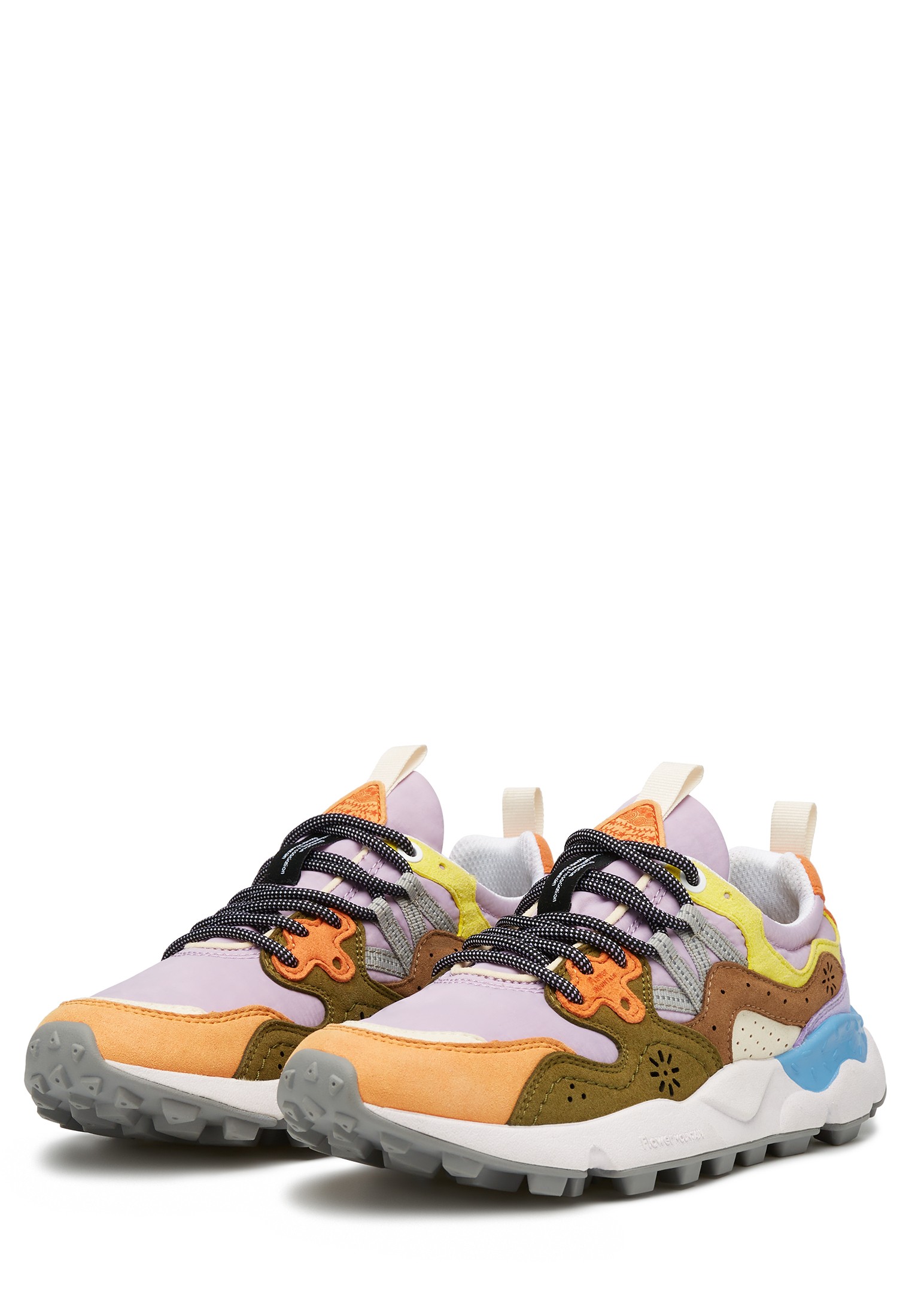 YAMANO 3 WOMAN KAISO - Faux leather and technical fabric sneakers - Lilac-Salmon