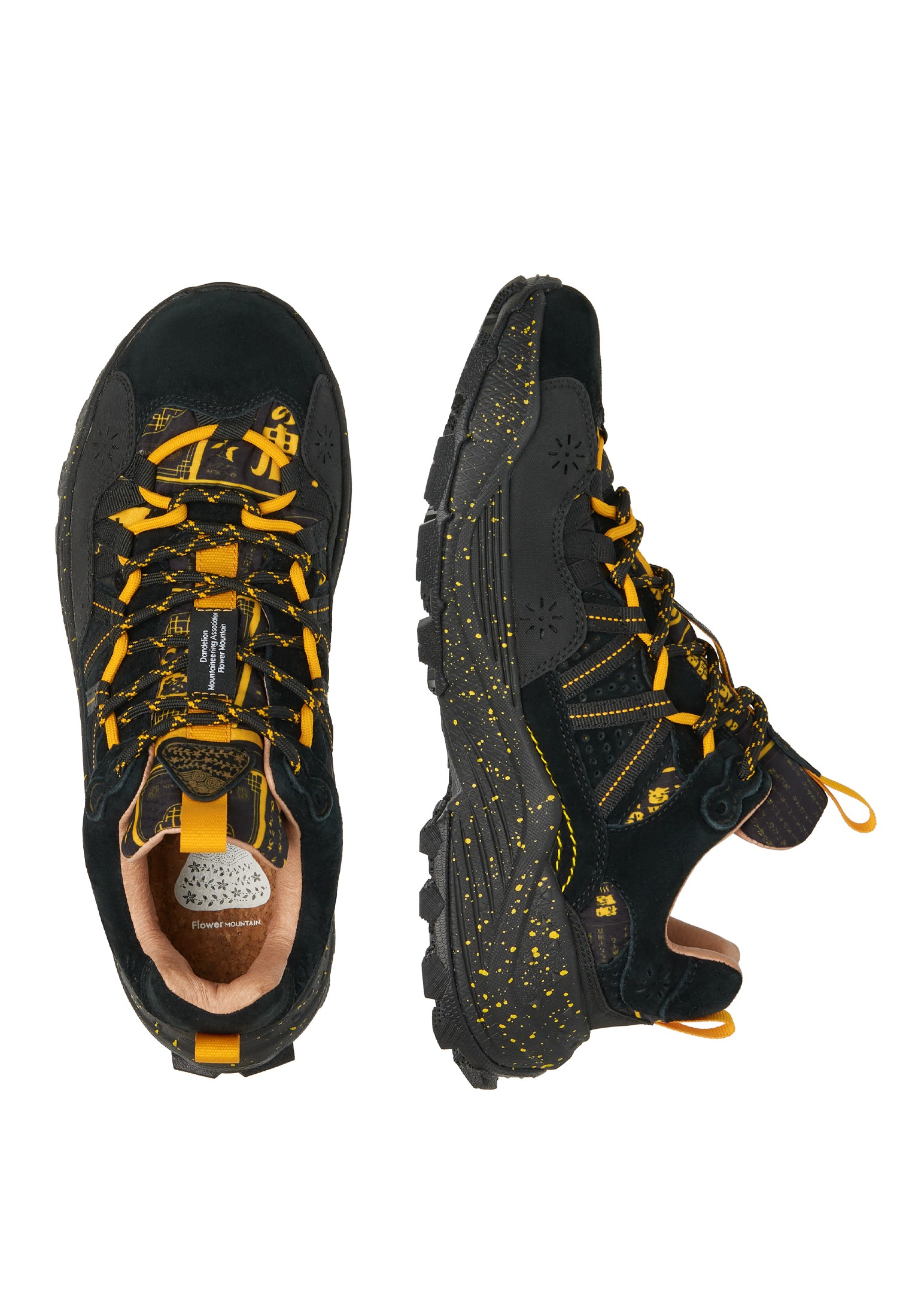 IWANO UNI - Suede and technical fabric sneakers - Anthracite-Orange