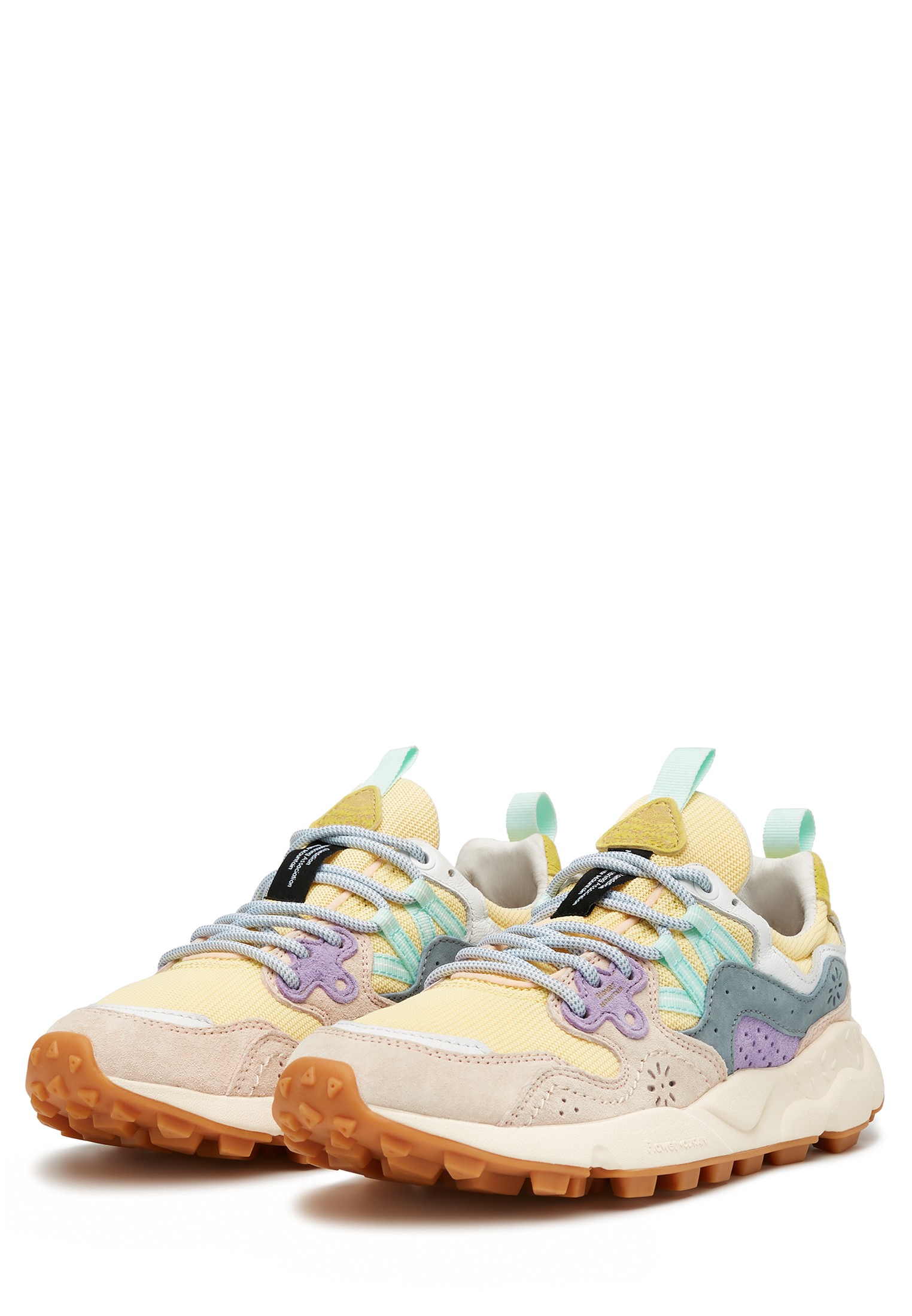 YAMANO 3 WOMAN - Suede and fabric sneakers - Yellow-Beige