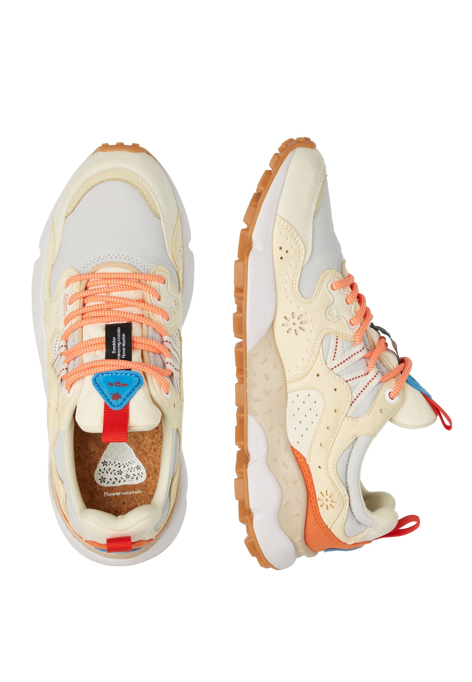 YAMANO 3 UNI BELLEROSE - Faux leather and technical fabric sneakers - Beige-Red