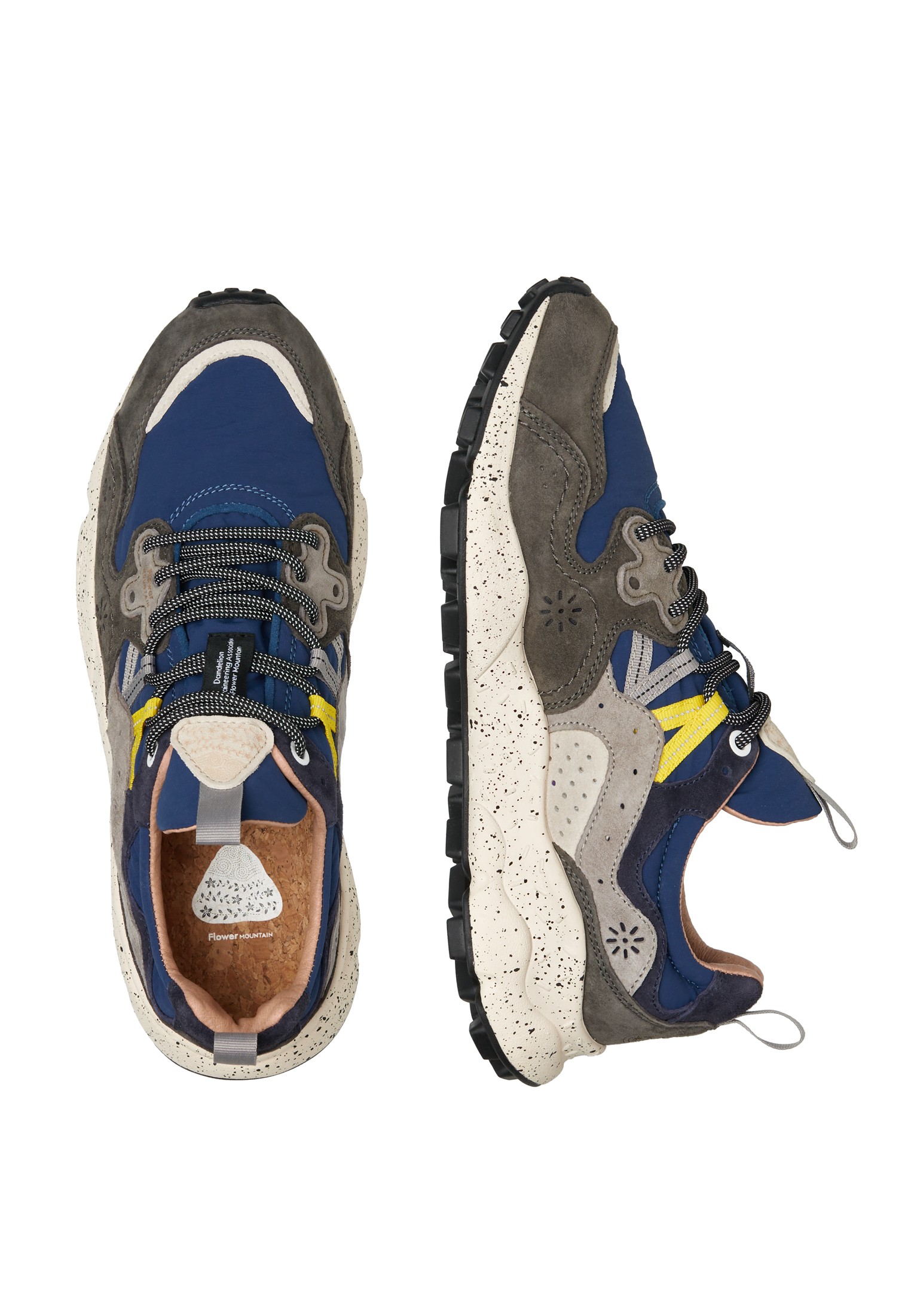 YAMANO 3 MAN - Suede and technical fabric sneakers - Grey-Blue