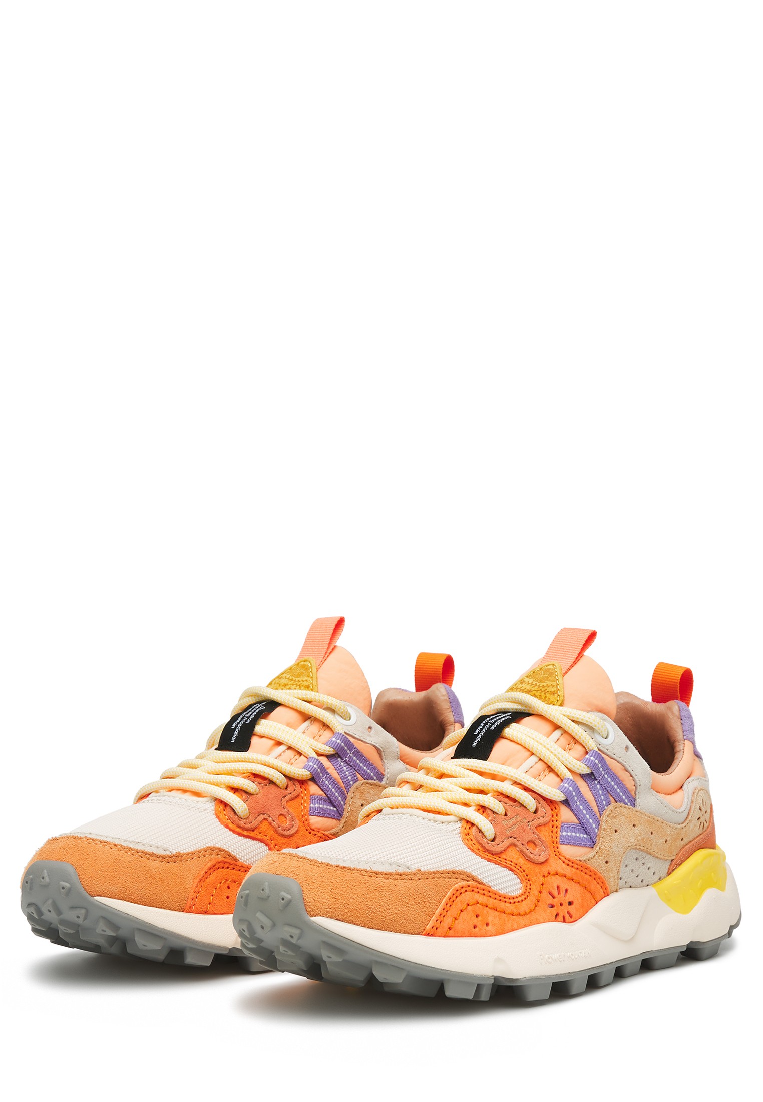 YAMANO 3 WOMAN - Suede and fabric sneakers - Orange-Beige