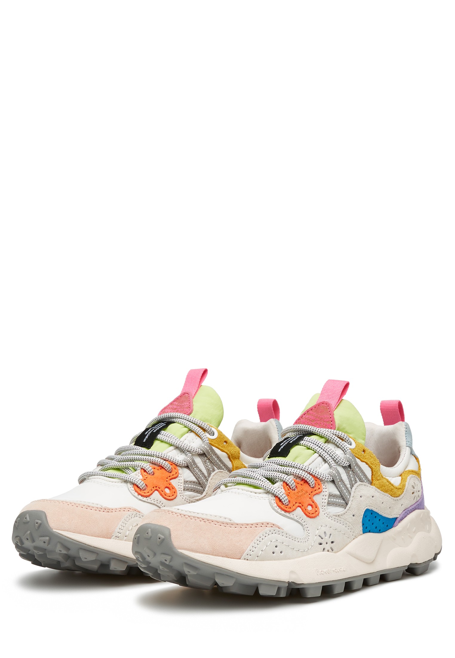 YAMANO 3 WOMAN - Suede and technical fabric sneakers - White-Pink