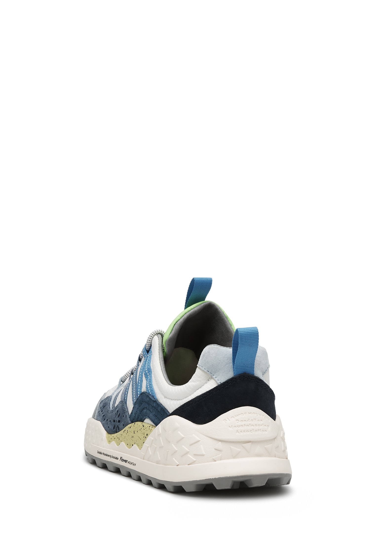 WASHI MAN - Suede and technical fabric sneakers - Light blue-White