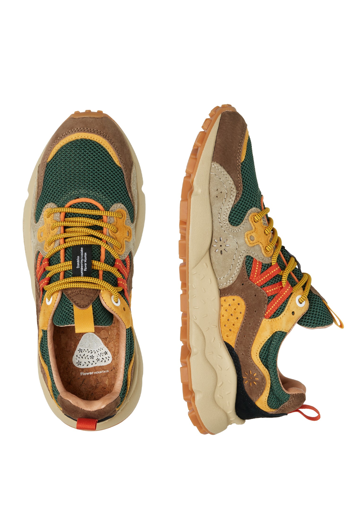 YAMANO 3 UNI - Suede and technical fabric sneakers - Dove grey-Green