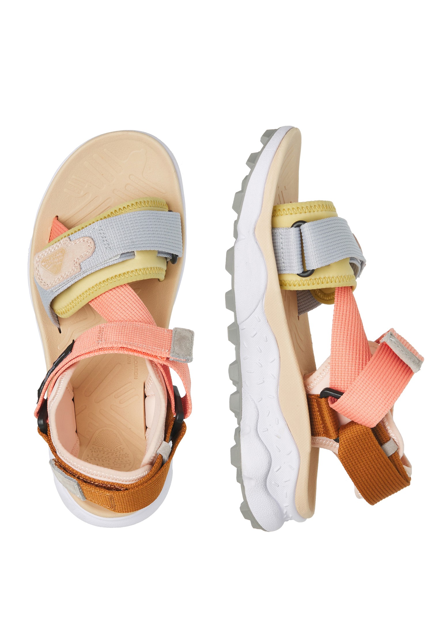 NAZCA 2 WOMAN - Suede and technical fabric sandals - Beige-Salmon
