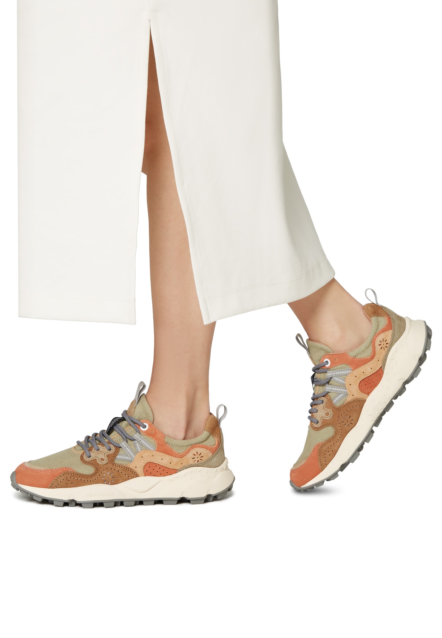 YAMANO 3 WOMAN - Suede and fabric sneakers - Beige-Pink