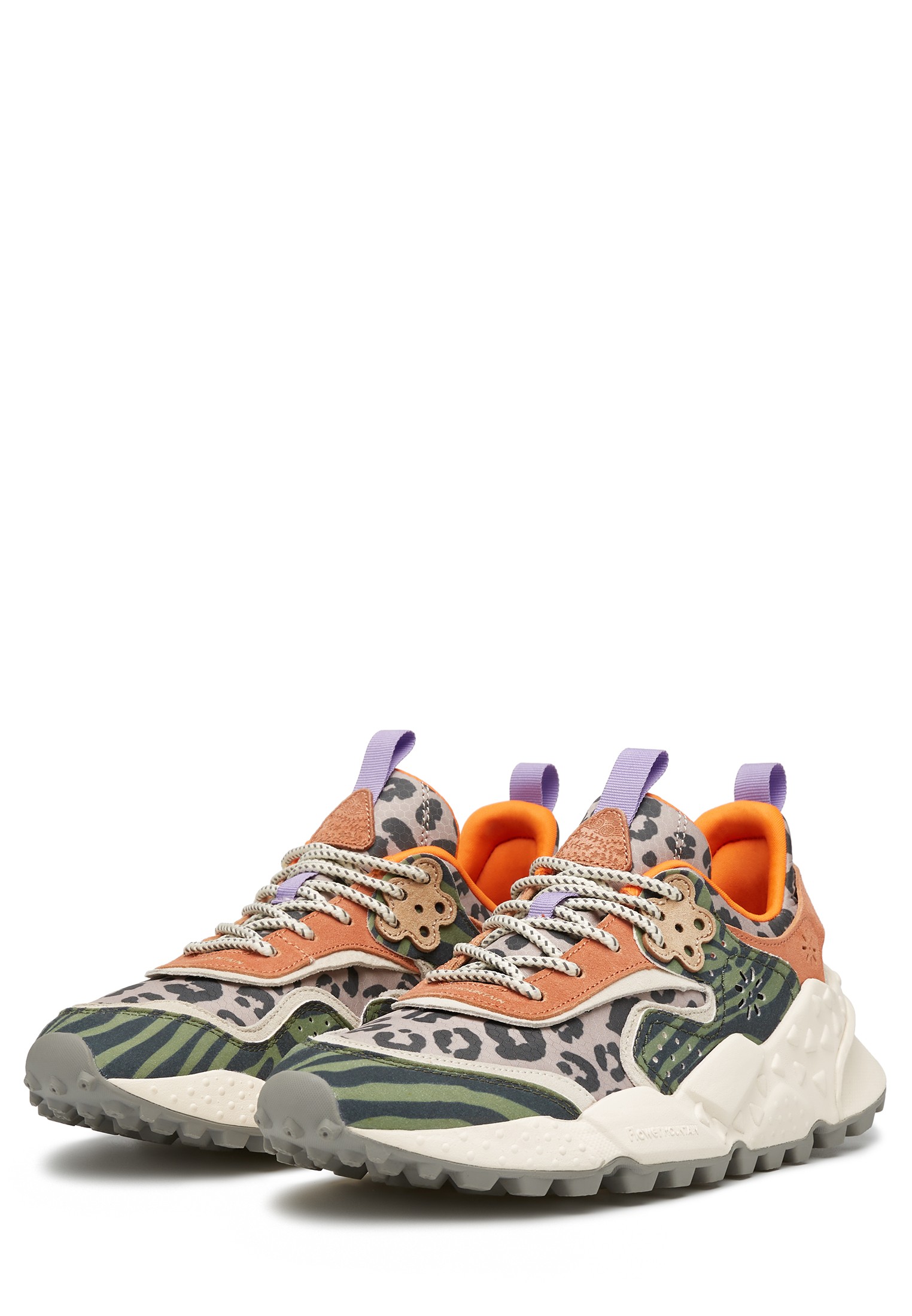 KOTETSU WOMAN - Suede and technical fabric sneakers - Sage-Tan