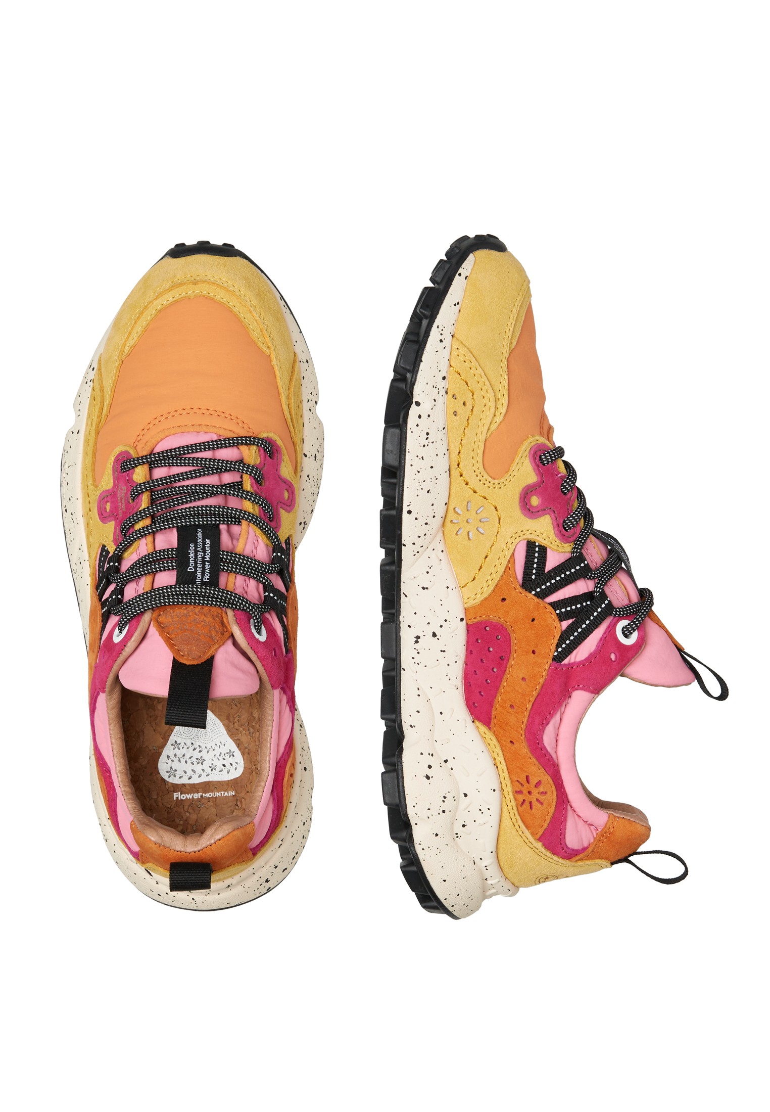YAMANO 3 WOMAN - Suede and technical fabric sneakers - Orange-Yellow