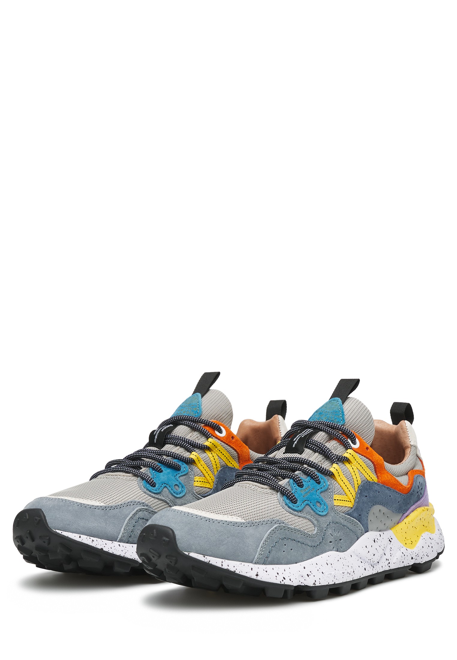 YAMANO 3 MAN - Suede and fabric sneakers - Light blue-Grey