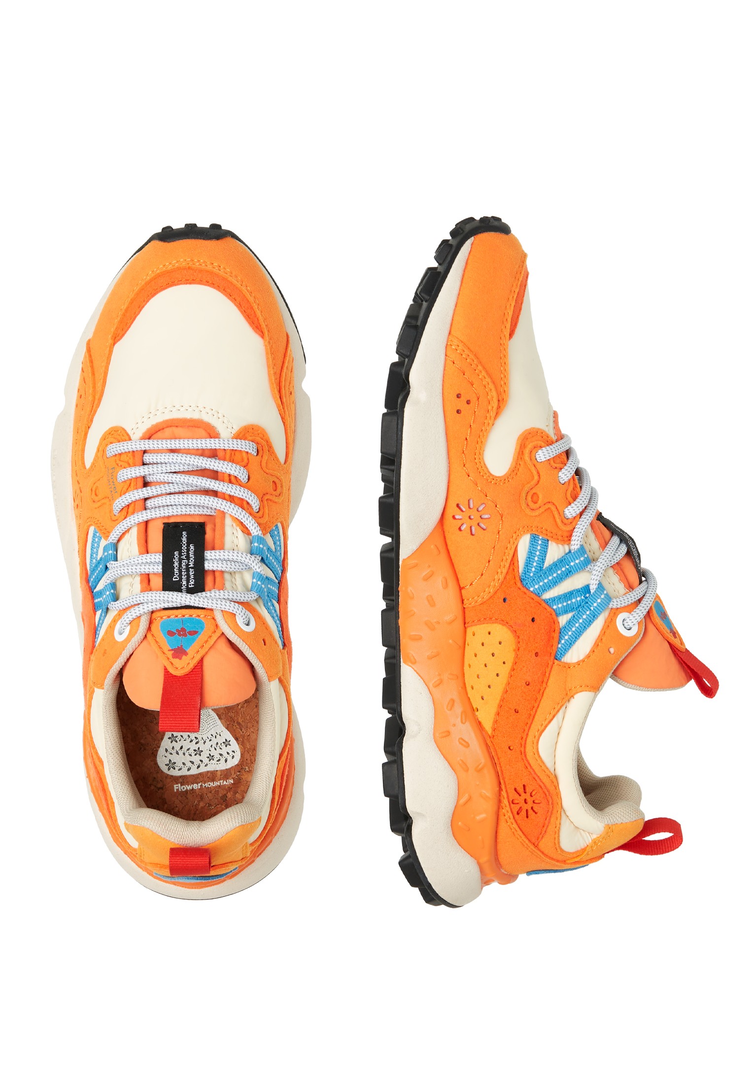 YAMANO 3 UNI BELLEROSE - Faux leather and technical fabric sneakers - Orange-Beige
