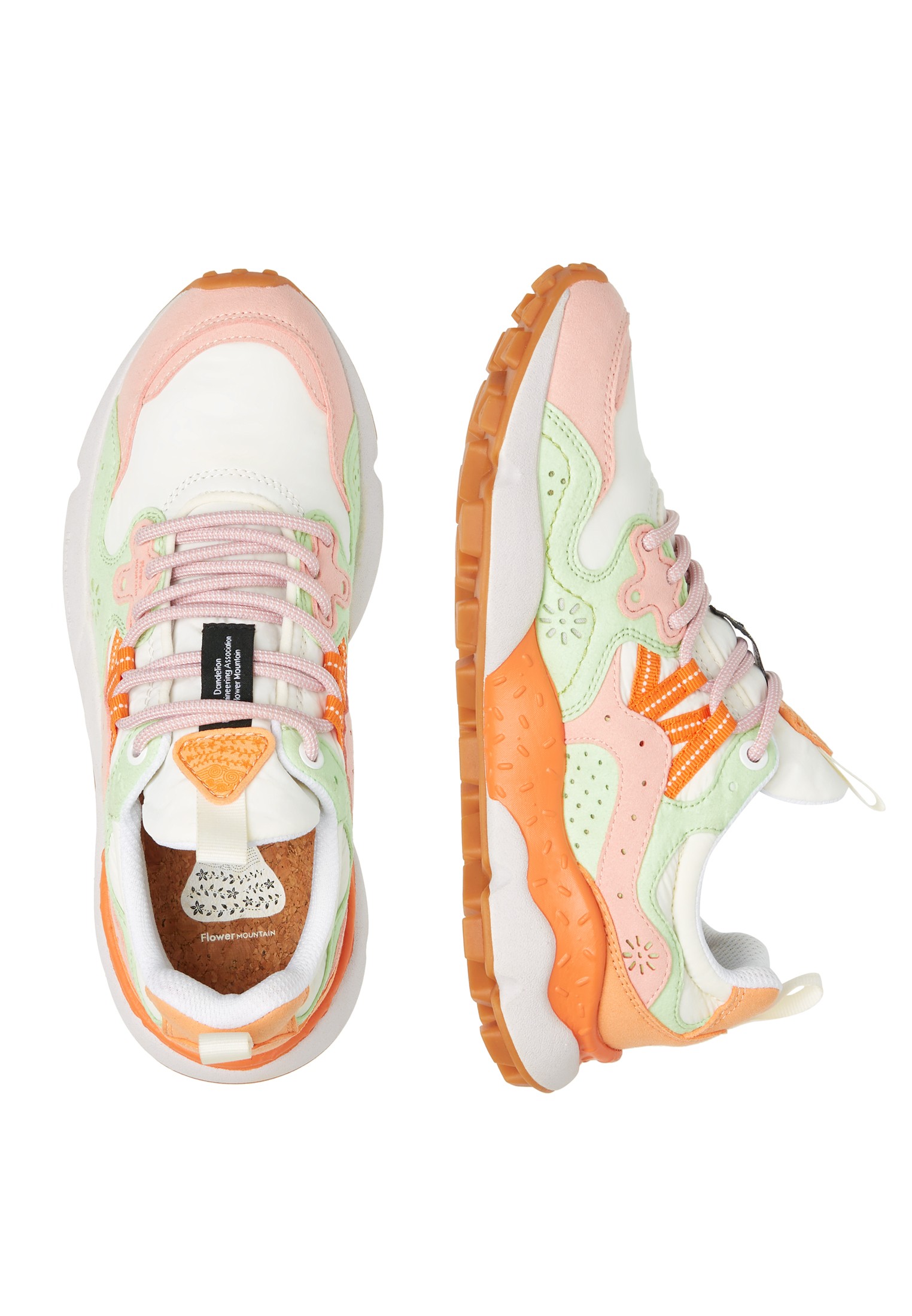 YAMANO 3 WOMAN KAISO - Faux leather and technical fabric sneakers - Peach-White