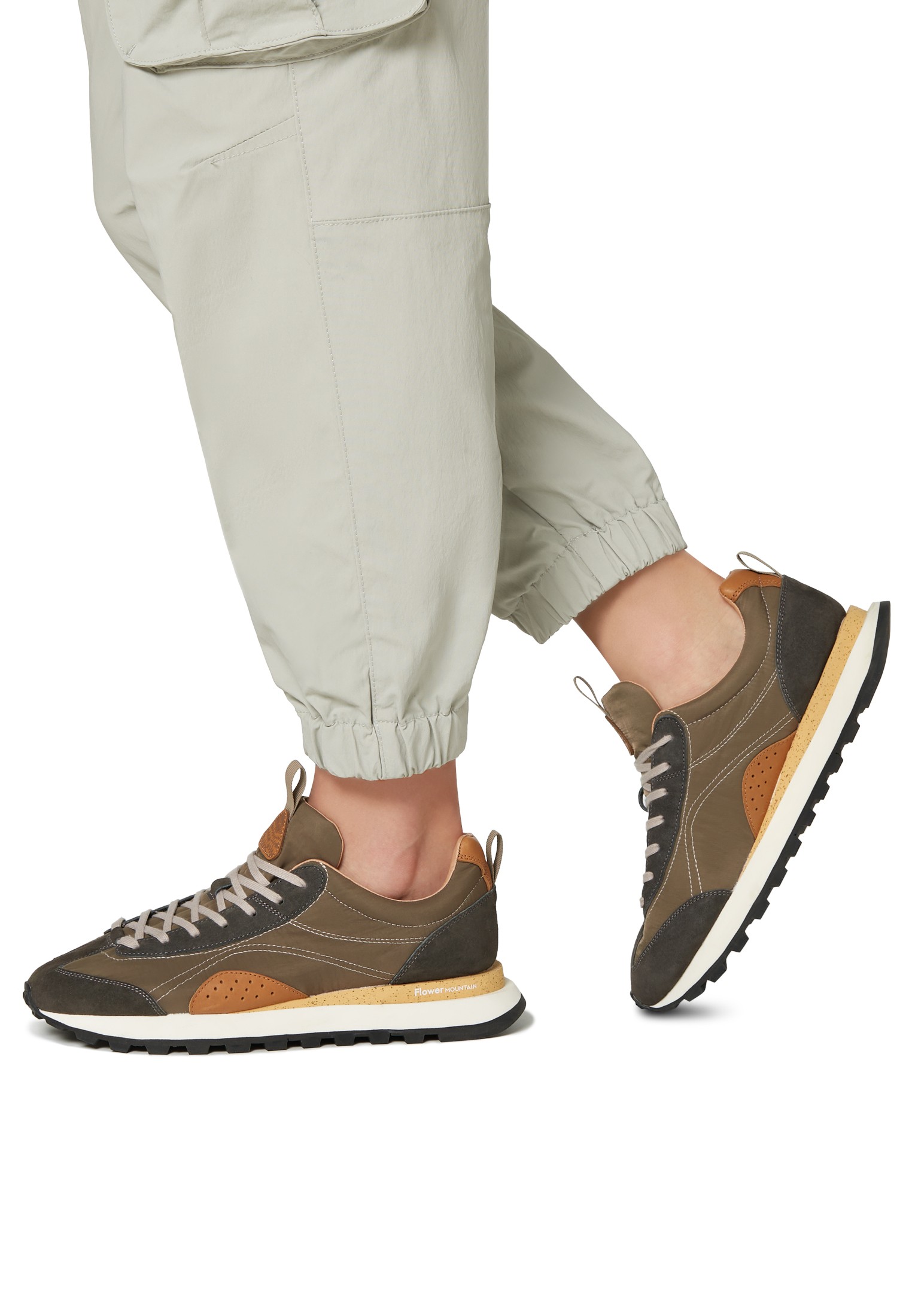 NEW ASUKA MAN - Suede and technical fabric sneakers - Brown