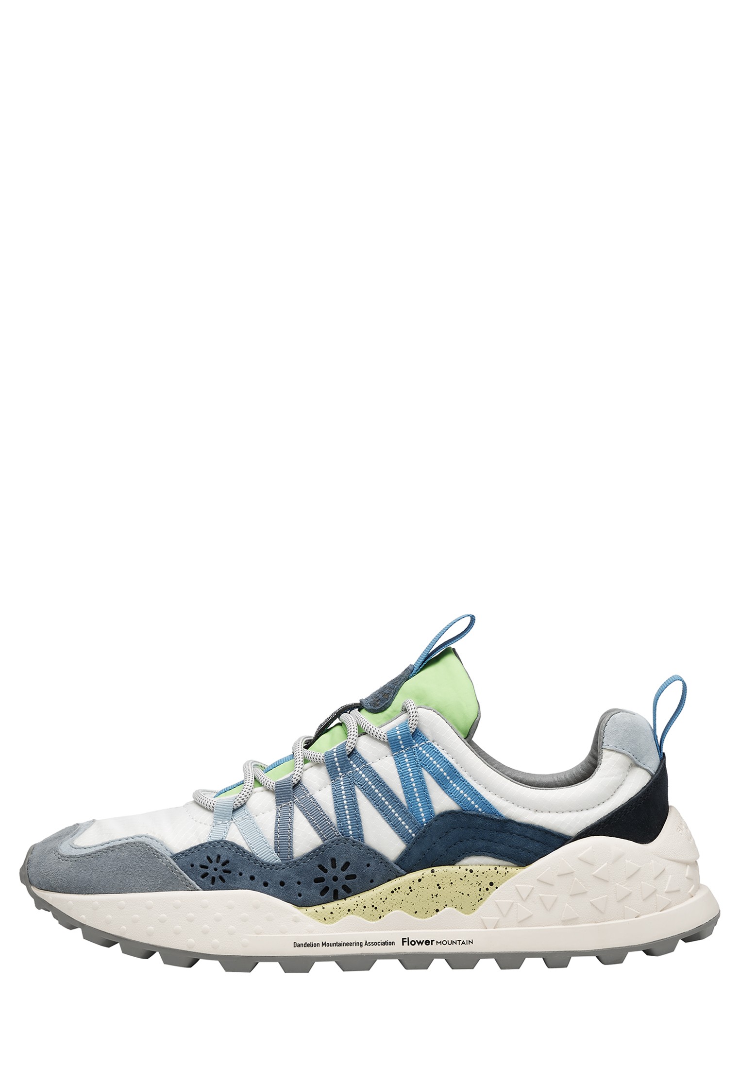 WASHI MAN - Suede and technical fabric sneakers - Light blue-White