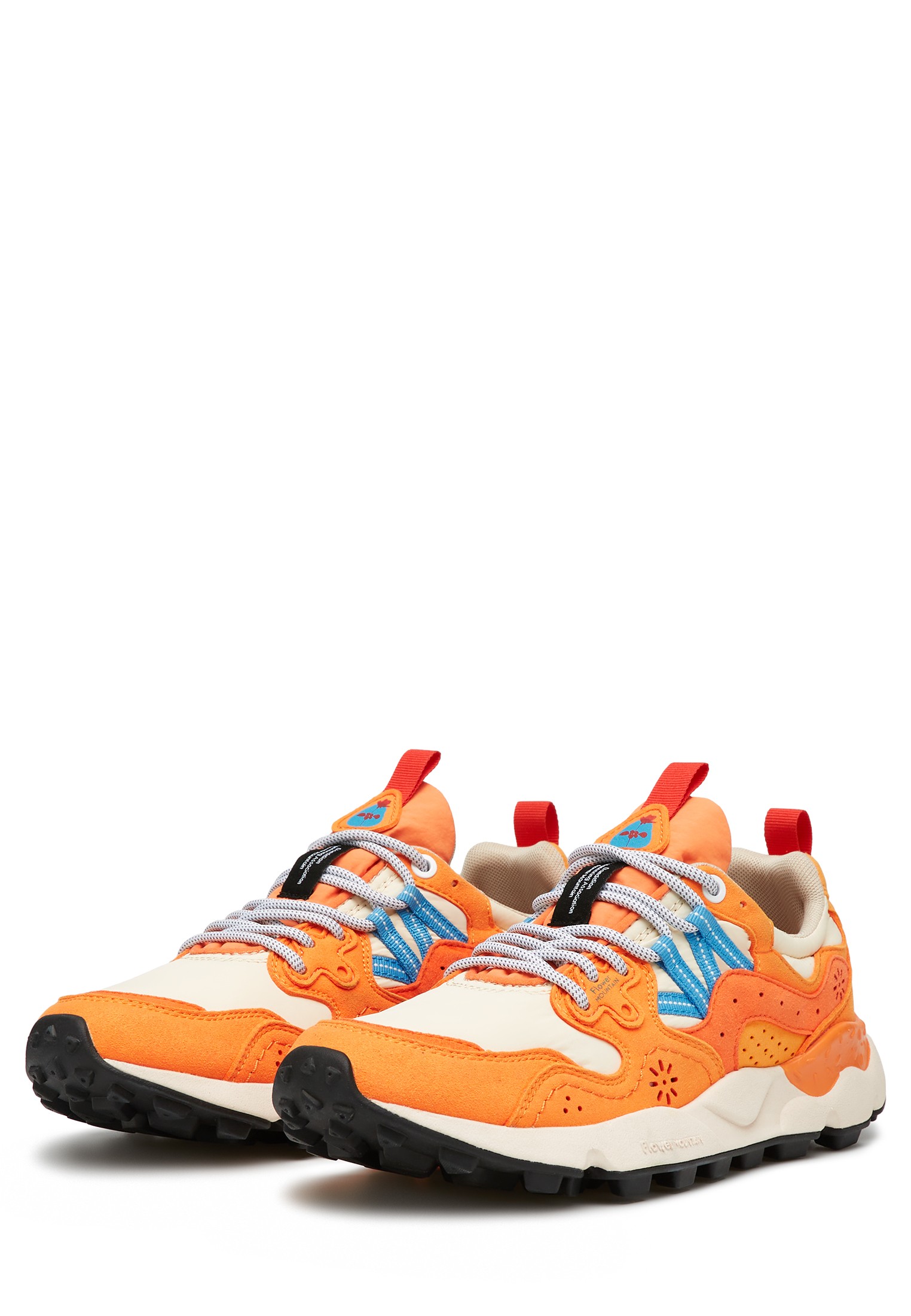 YAMANO 3 UNI BELLEROSE - Faux leather and technical fabric sneakers - Orange-Beige