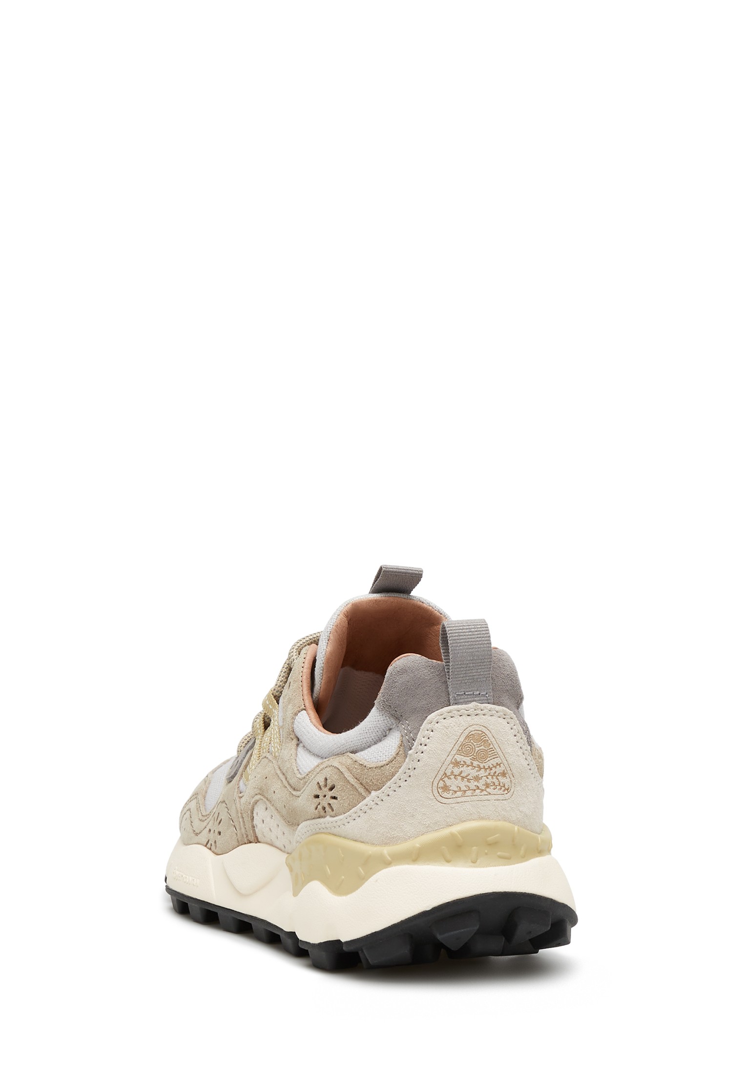 YAMANO 3 UNI - Suede and technical fabric sneakers - Beige-White