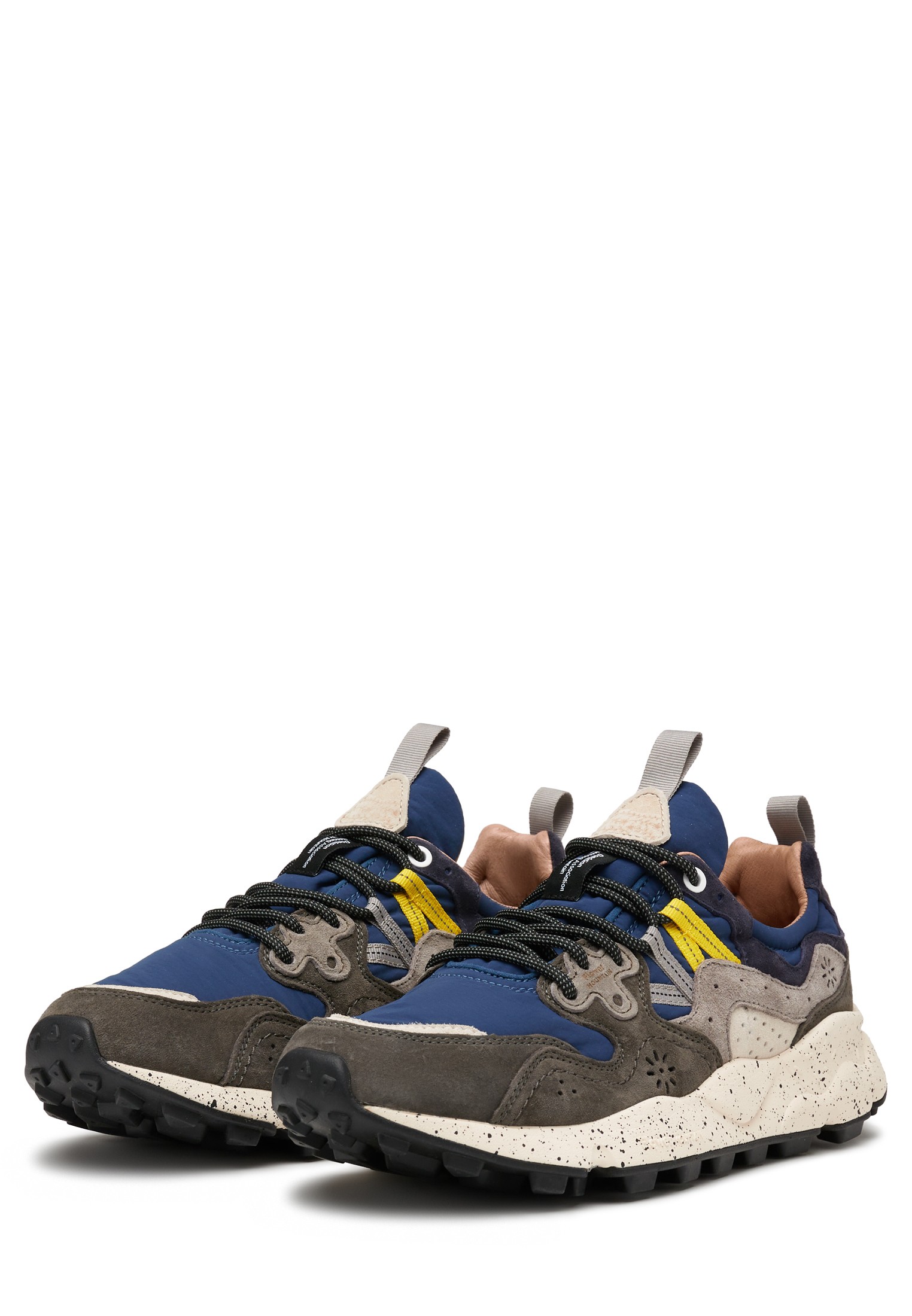 YAMANO 3 MAN - Suede and technical fabric sneakers - Grey-Blue