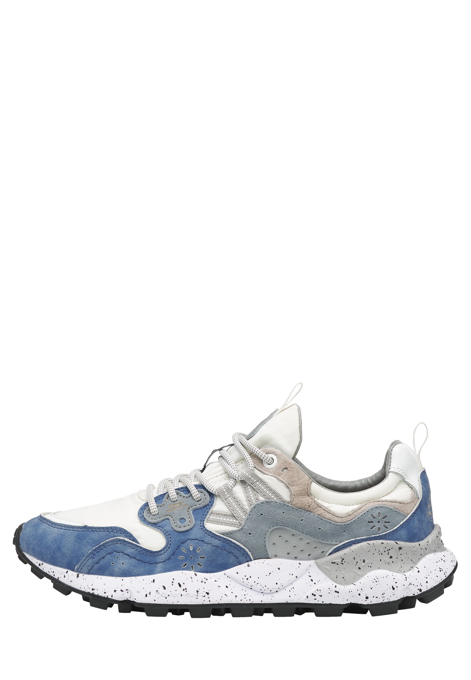 YAMANO 3 MAN - Suede and technical fabric sneakers - Light blue-White