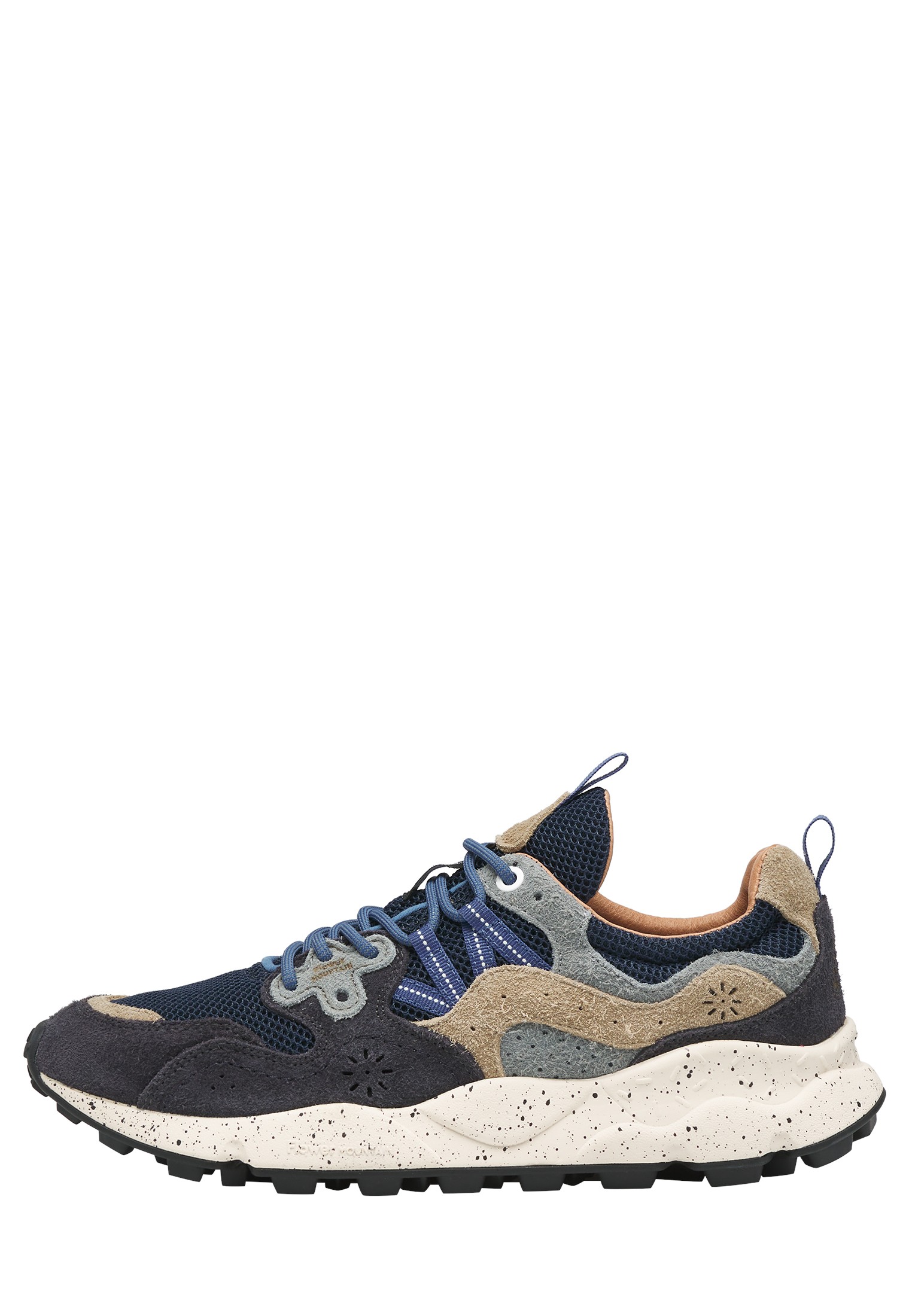 YAMANO 3 MAN - Suede and technical fabric sneakers - Navy-Grey