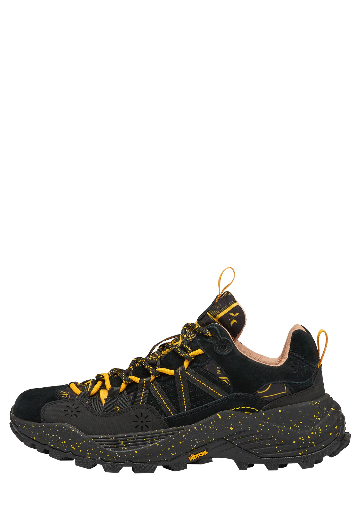 IWANO UNI - Suede and technical fabric sneakers - Anthracite-Orange