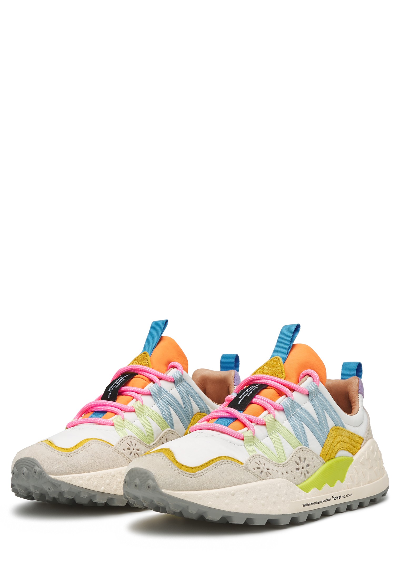 WASHI WOMAN - Suede and technical fabric sneakers - White-Salmon