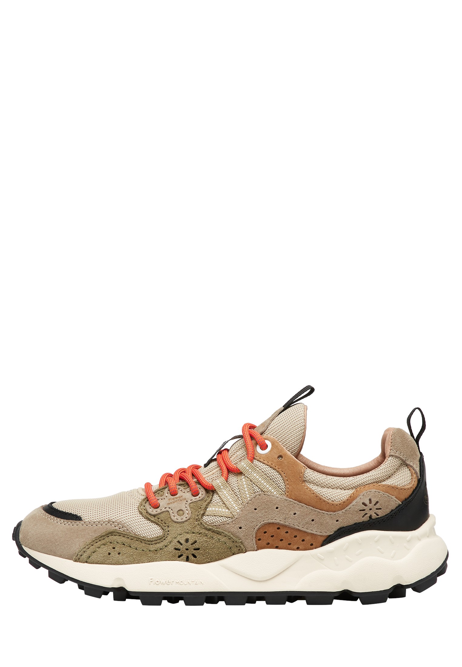 YAMANO 3 UNI - Suede and technical fabric sneakers - Beige-Army green