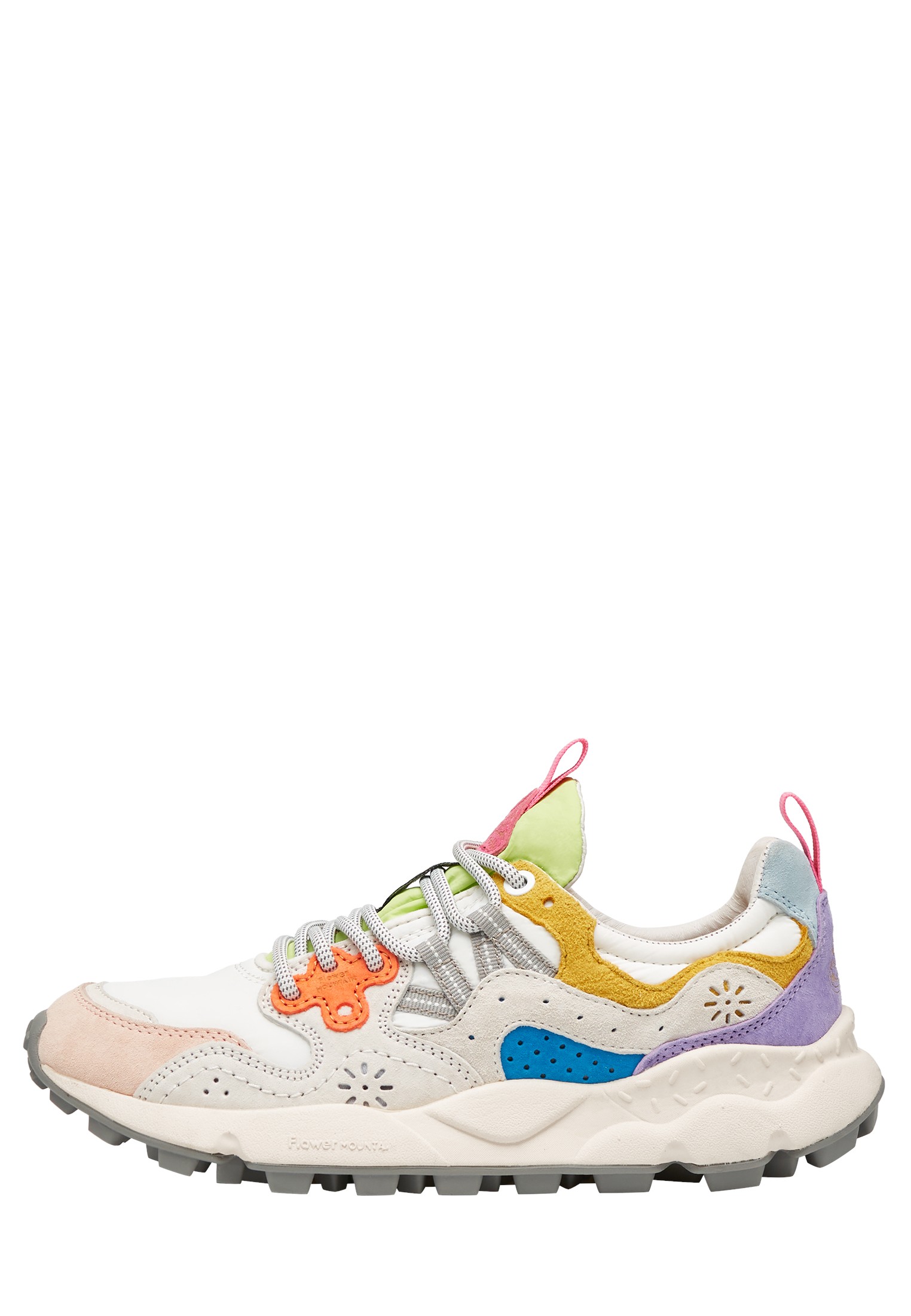 YAMANO 3 WOMAN - Suede and technical fabric sneakers - White-Pink