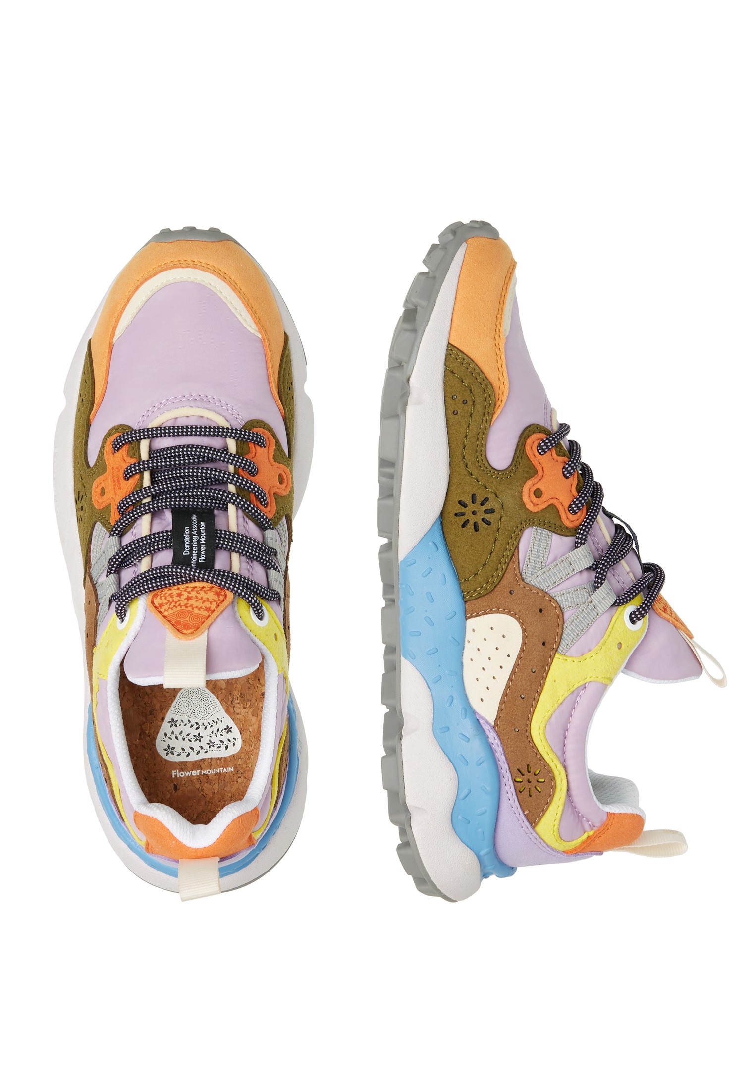 YAMANO 3 WOMAN KAISO - Faux leather and technical fabric sneakers - Lilac-Salmon