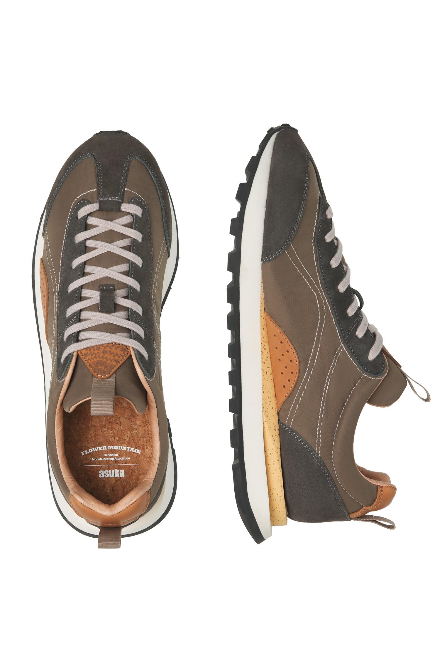 NEW ASUKA MAN - Suede and technical fabric sneakers - Brown