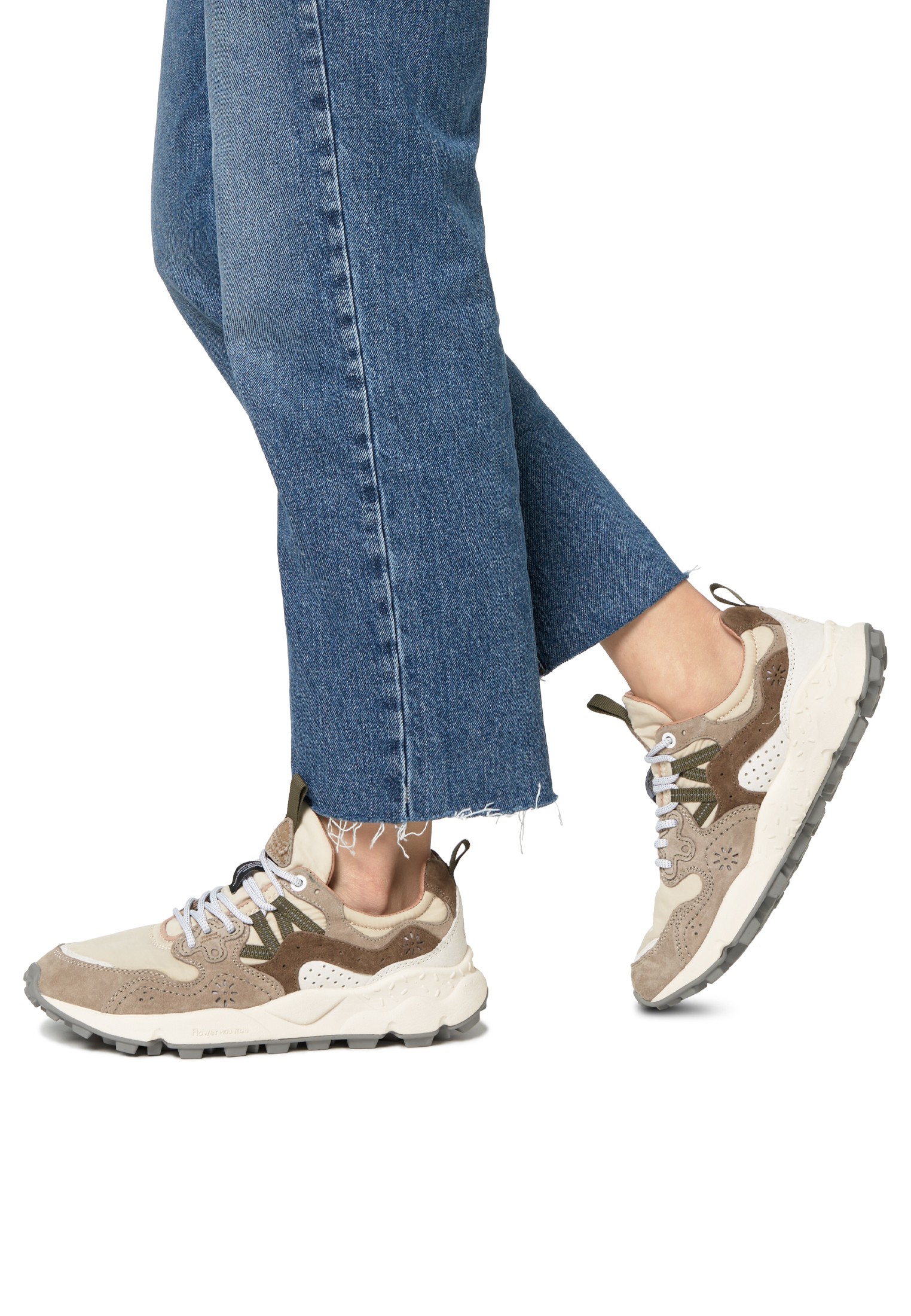 YAMANO 3 UNI - Suede and fabric sneakers - Grey-Beige