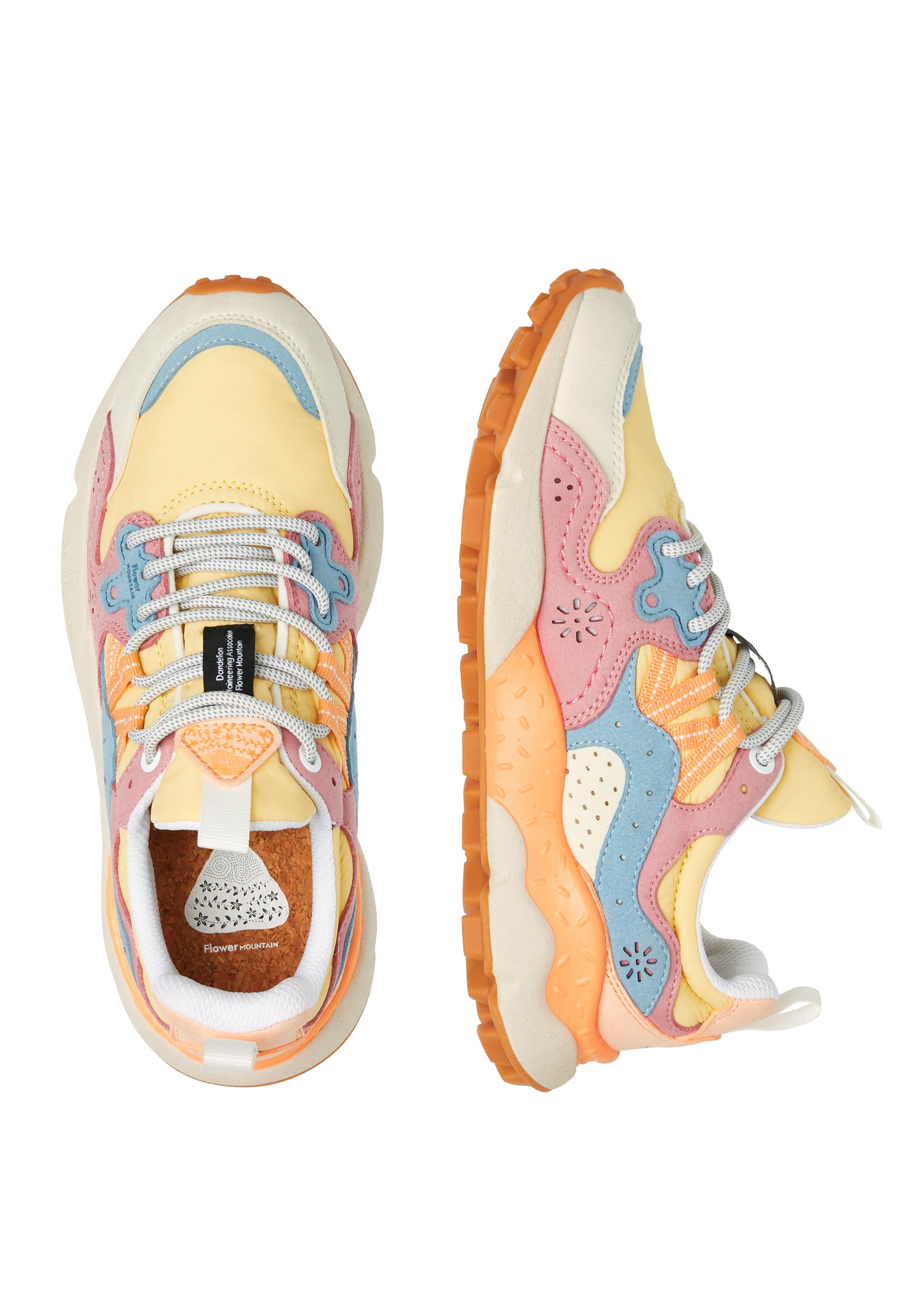 YAMANO 3 WOMAN KAISO - Faux leather and technical fabric sneakers - White-Yellow