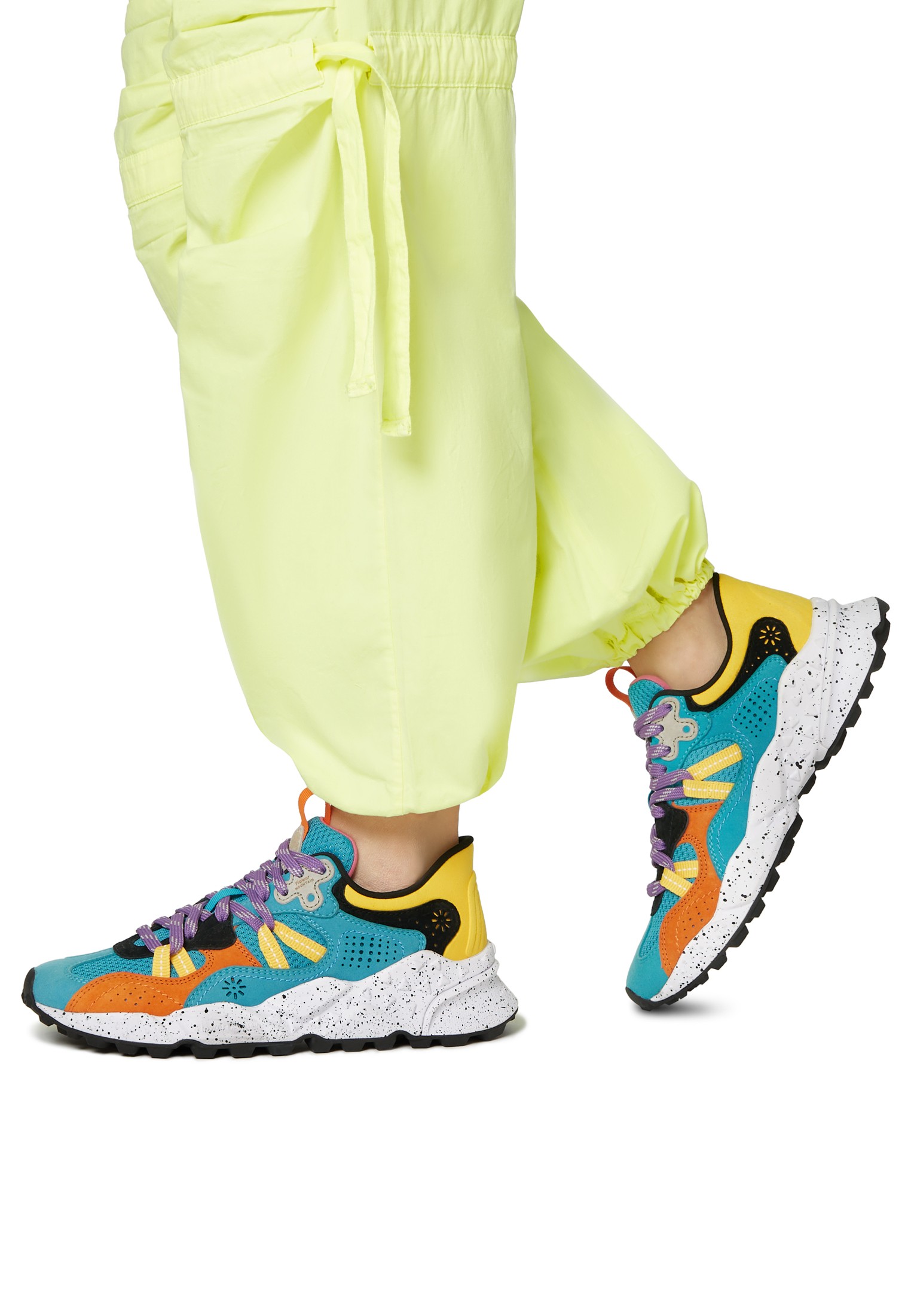 TIGER HILL UNI - Suede and technical fabric sneakers - Light blue-Purple