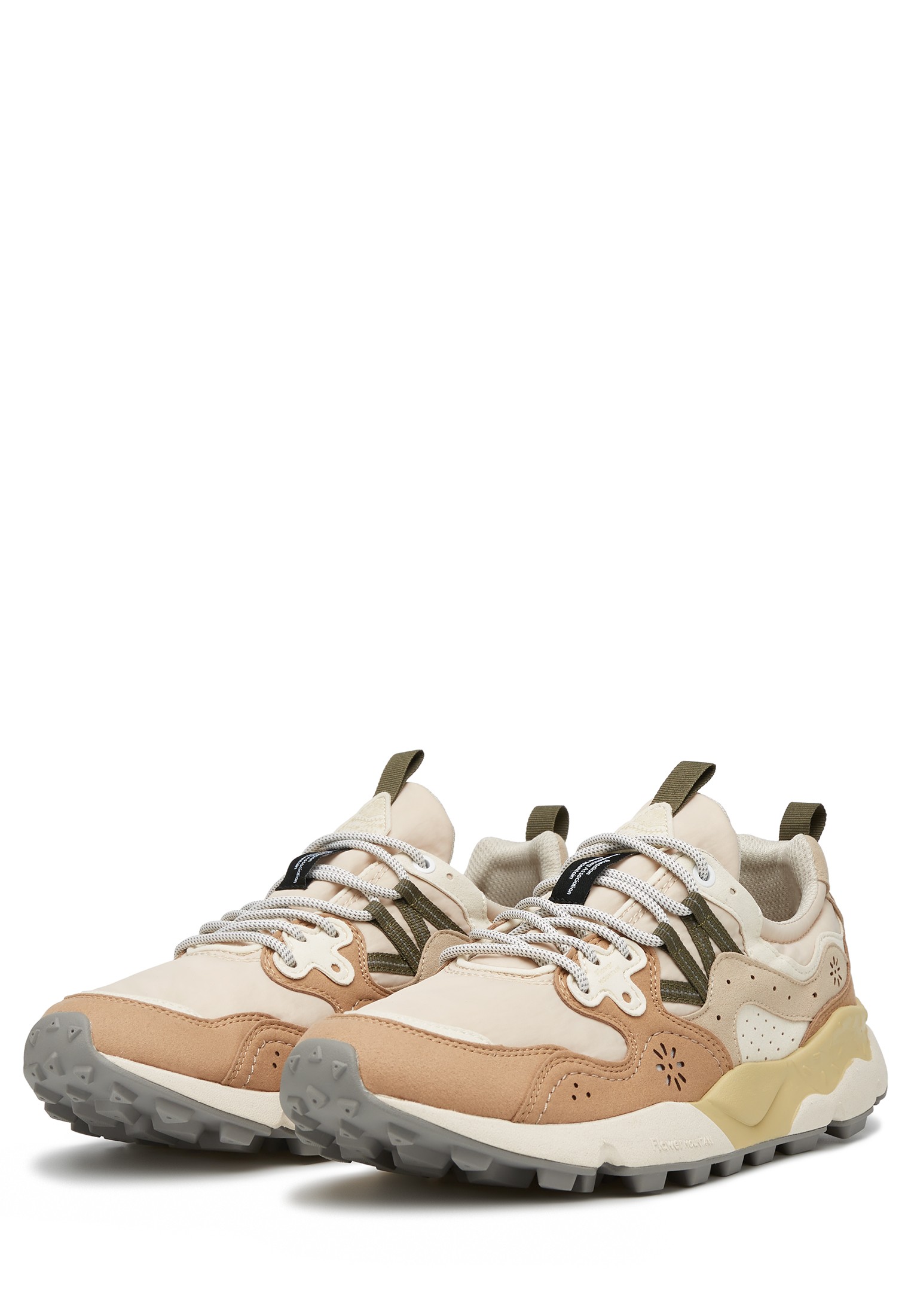 YAMANO 3 UNI KAISO - Faux leather and technical fabric sneakers - Beige-Brown