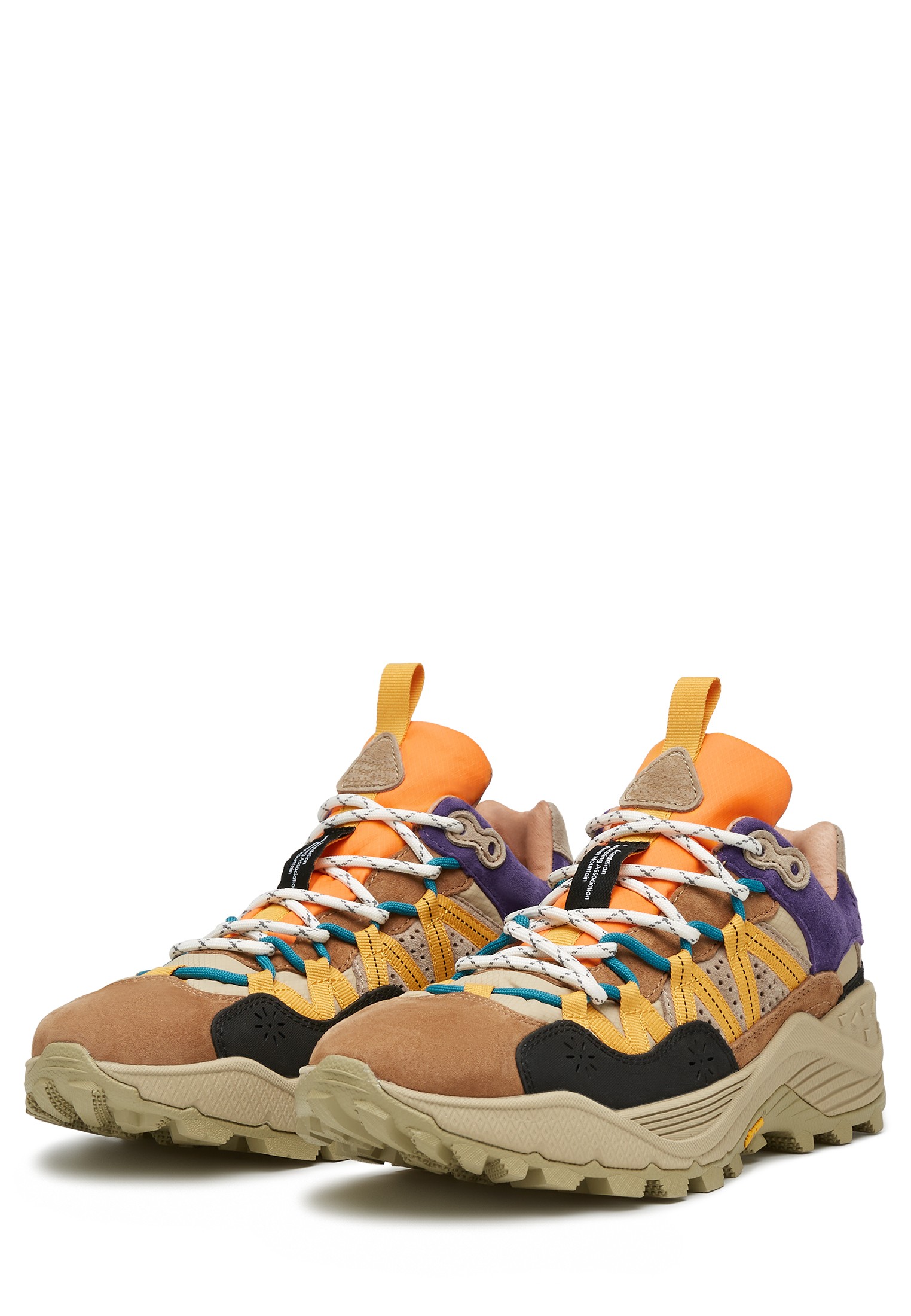 IWANO UNI - Suede and technical fabric sneakers - Brown-Orange