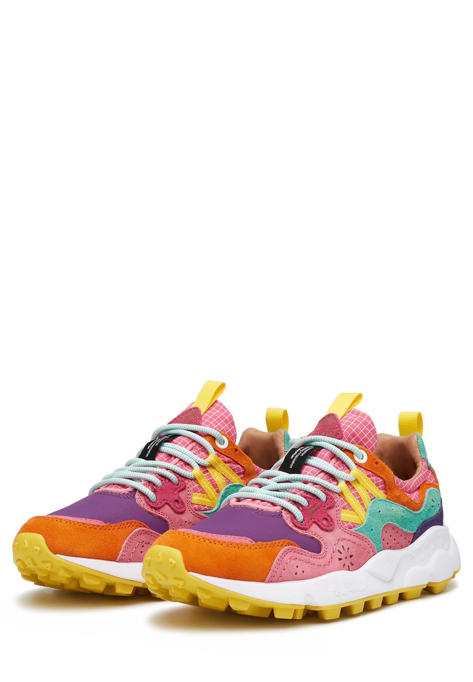 YAMANO 3 WOMAN - Suede and technical fabric sneakers - Fuchsia-Orange