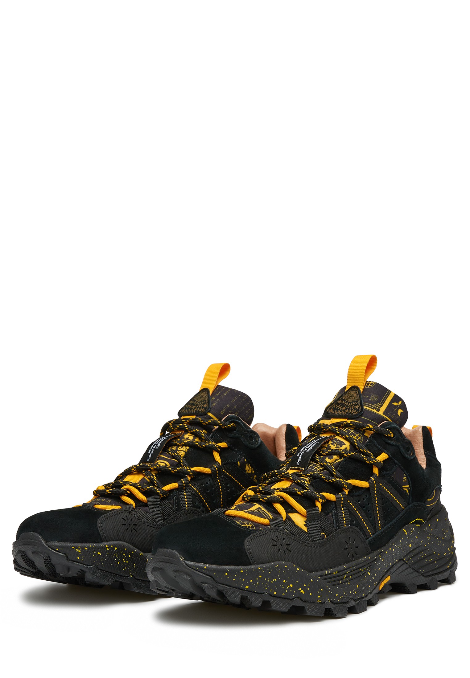 IWANO UNI - Suede and technical fabric sneakers - Anthracite-Orange