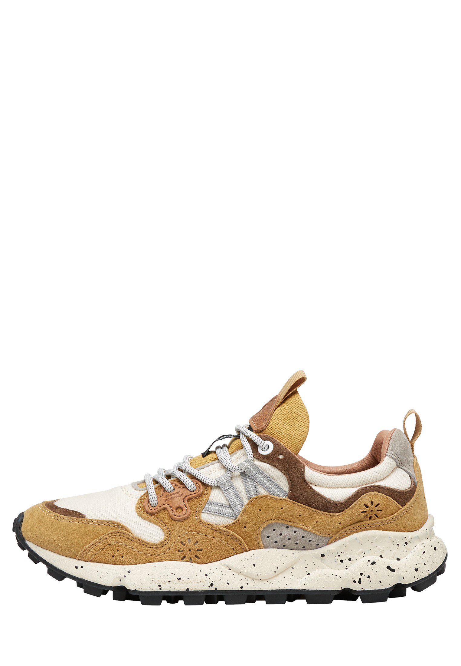 YAMANO 3 UNI - Suede and technical fabric sneakers - Ocher-White