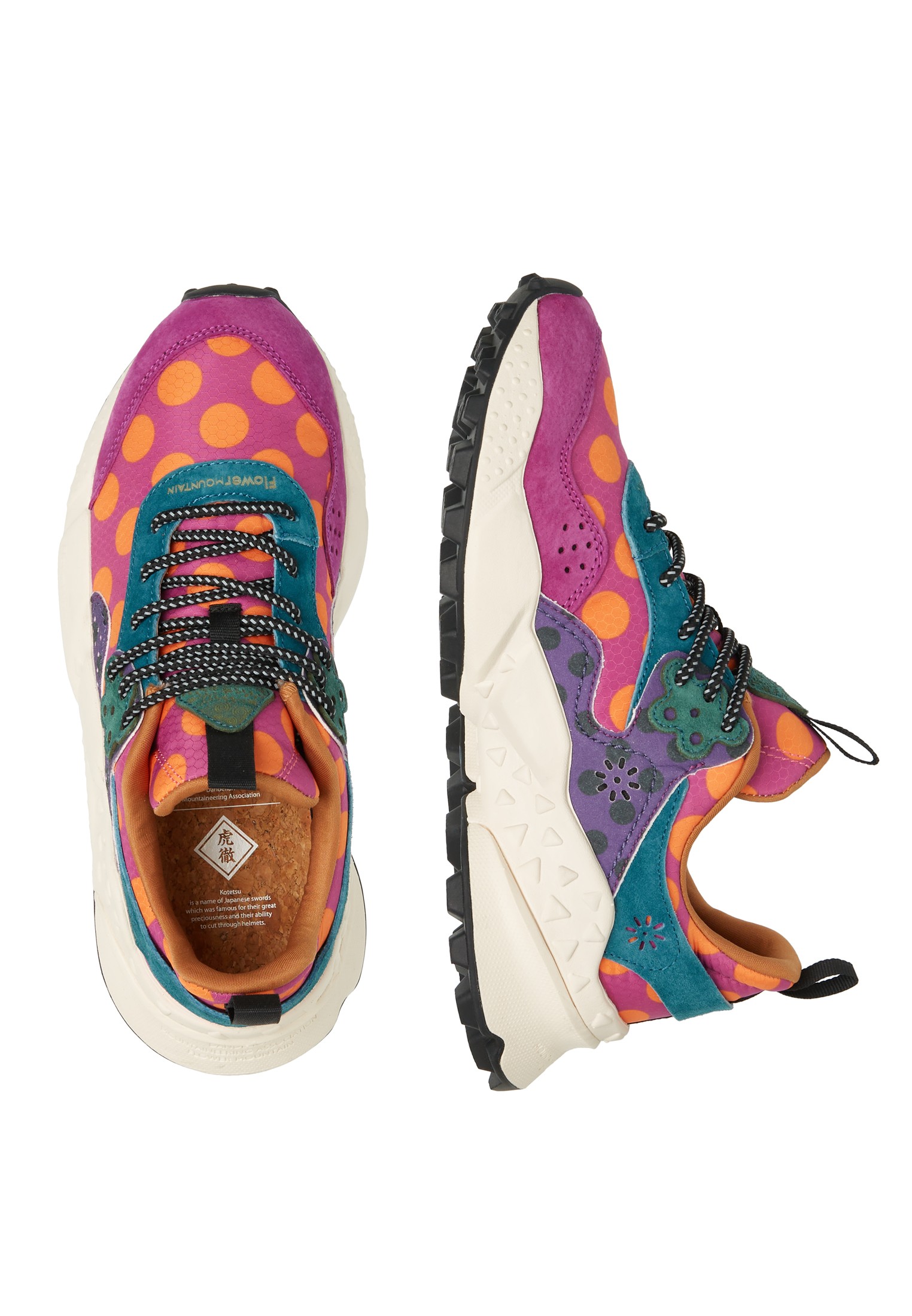 KOTETSU WOMAN - Suede and technical fabric sneakers - Purple-Fuchsia