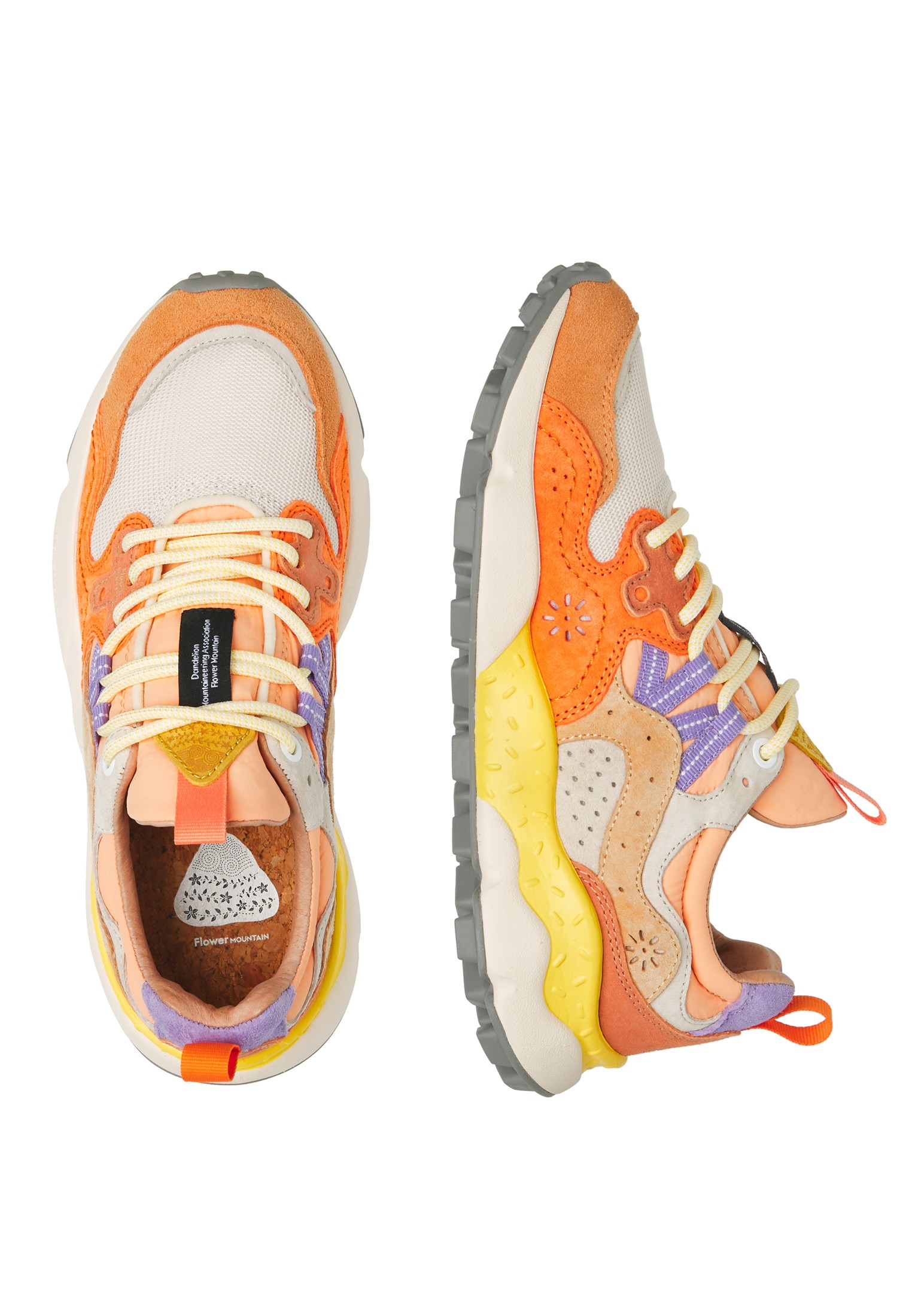 YAMANO 3 WOMAN - Suede and fabric sneakers - Orange-Beige
