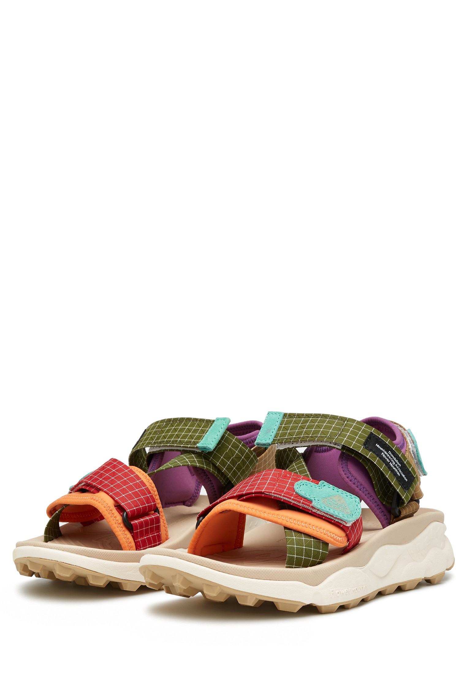 NAZCA 2 UNI - Suede and fabric sandals - Red-Green