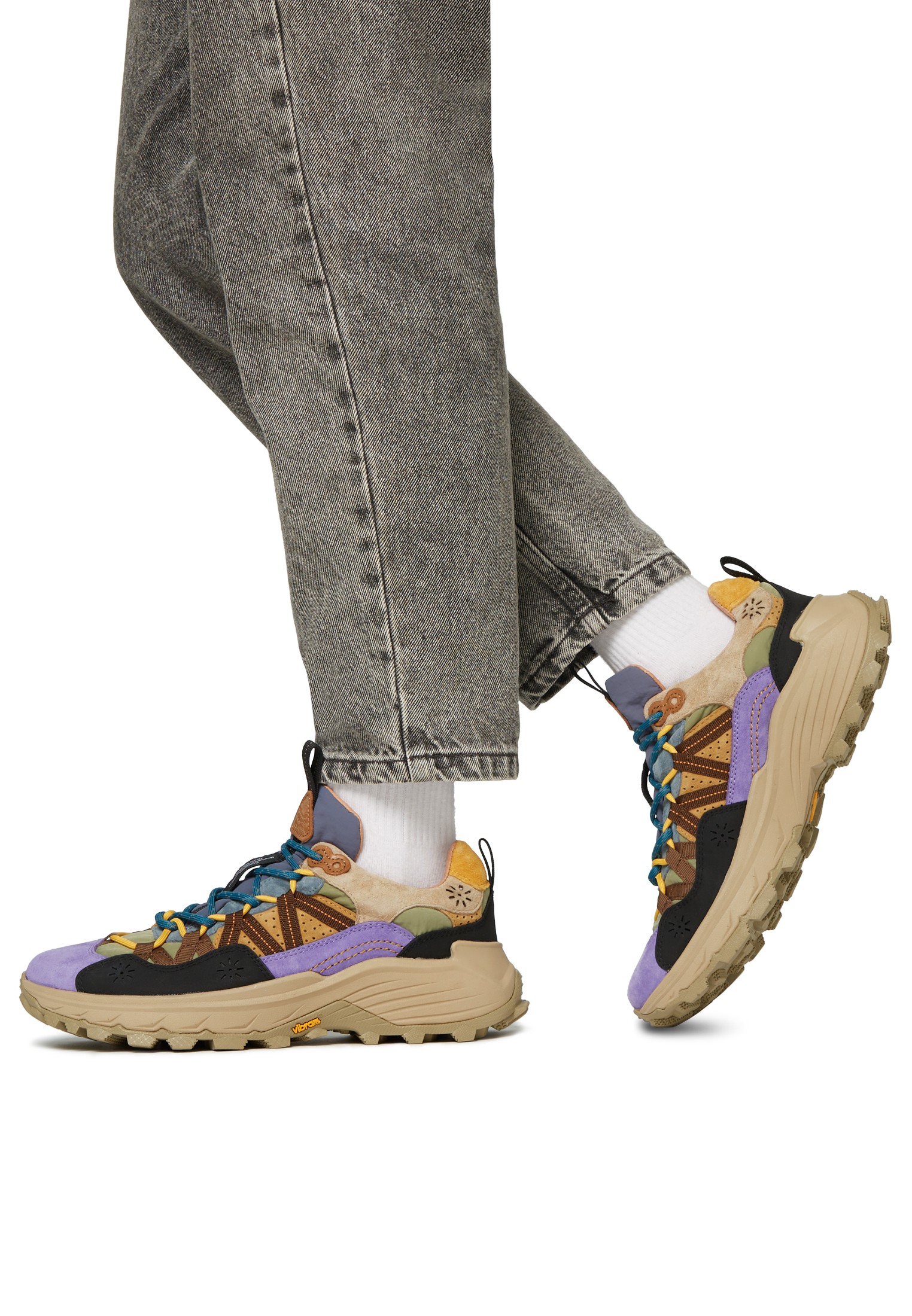 IWANO UNI - Suede and technical fabric sneakers - Lilac